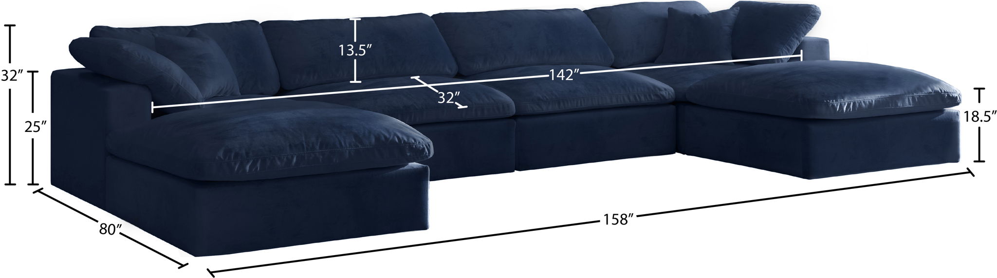 Cozy - 6 Piece Modular Double Chaise Sectional