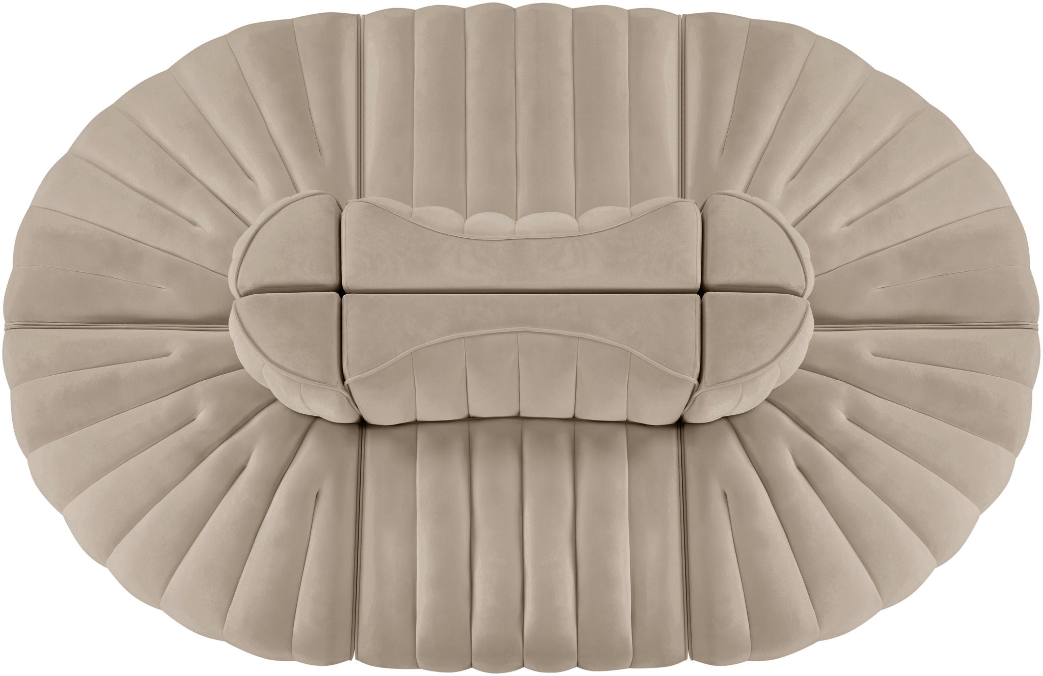 Rummi - Oval Velvet Performance Fabric Upholstered 6 Piece Modular Sectional