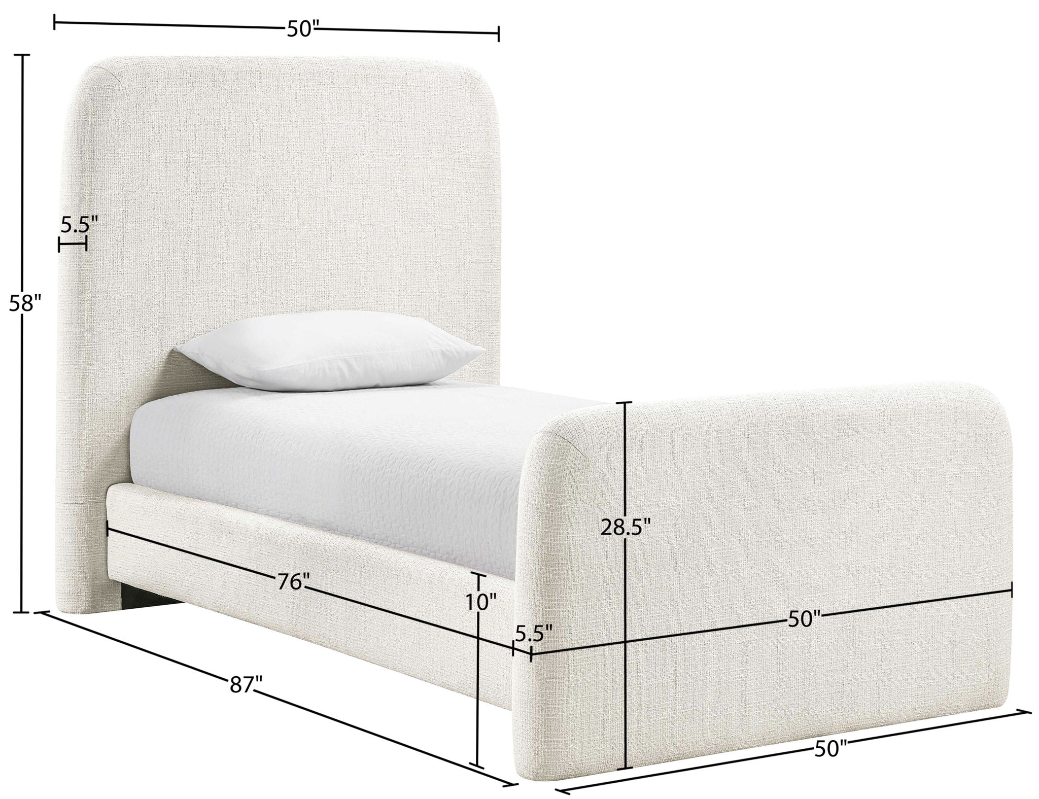 Fira - Linen Textured Fabric Upholstered Bed