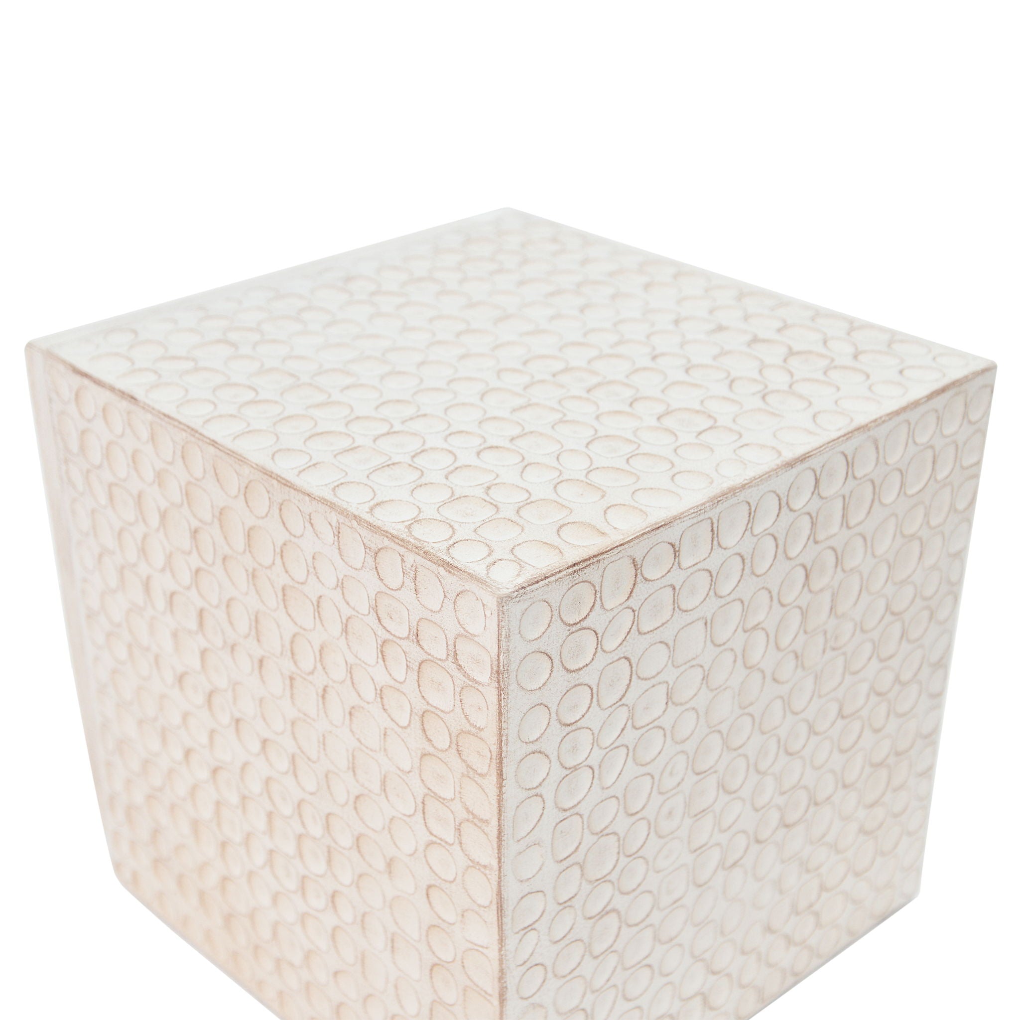 Chic Modern Mgo Cube Side Table With Fluted Design - Antique Brown