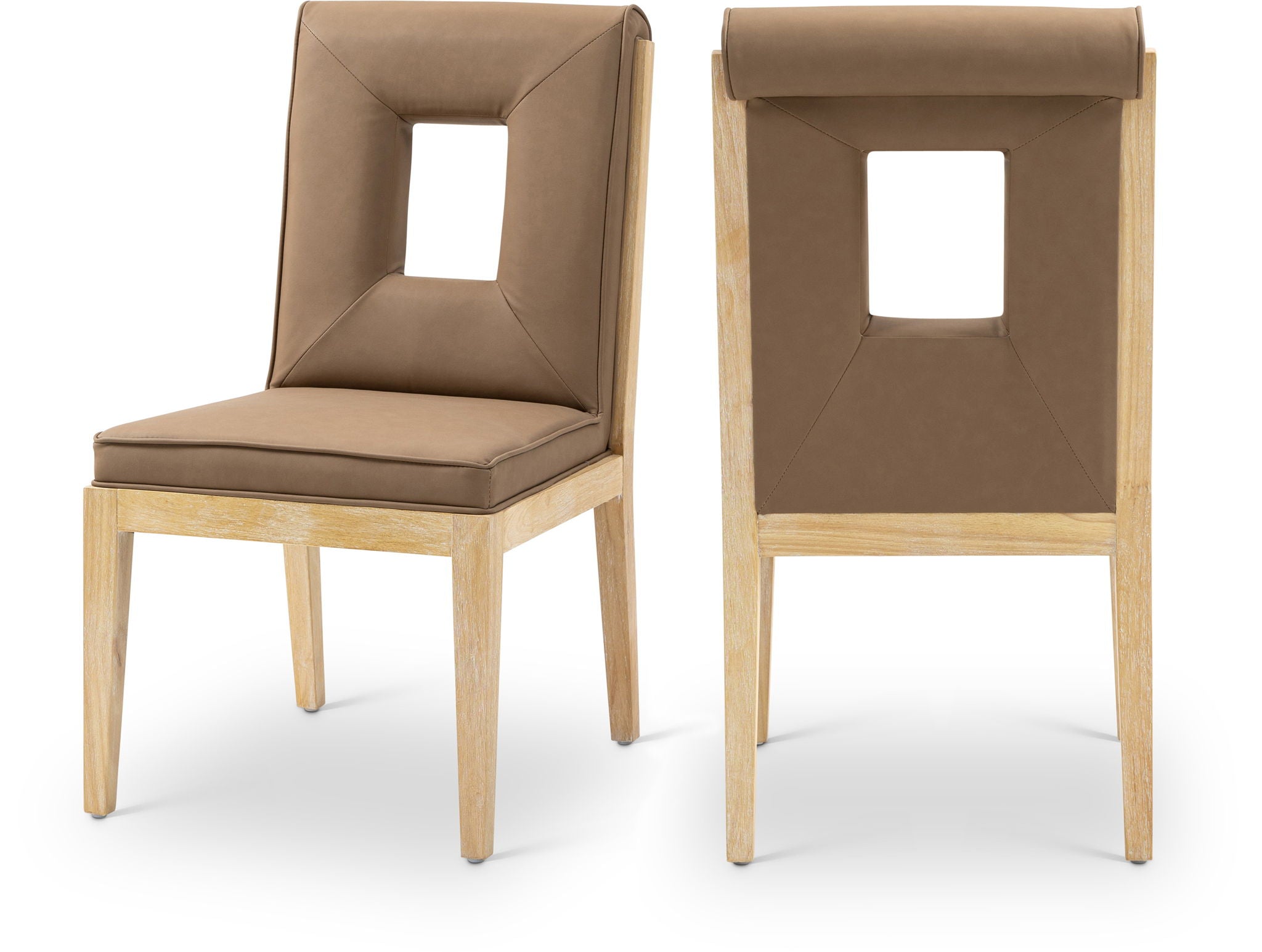 Gwendolyn - Faux Leather Dining Side Chair With Natural Frame (Set of 2)