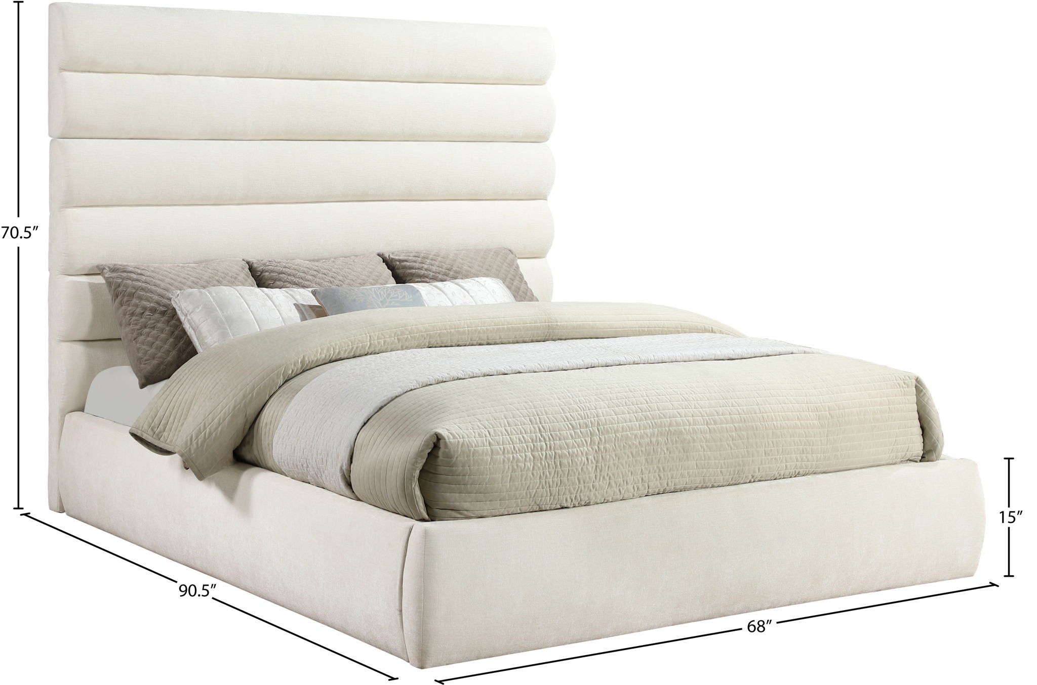 Adam - Chenille Fabric Bed With 70.5" Headboard