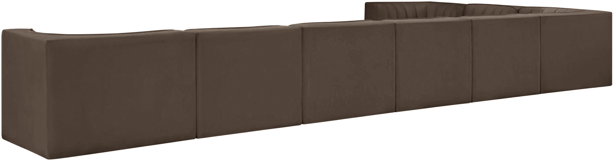 Rummi - Velvet Performance Fabric Upholstered 8 Piece Modular Sectional (With 3 Corner Chairs)