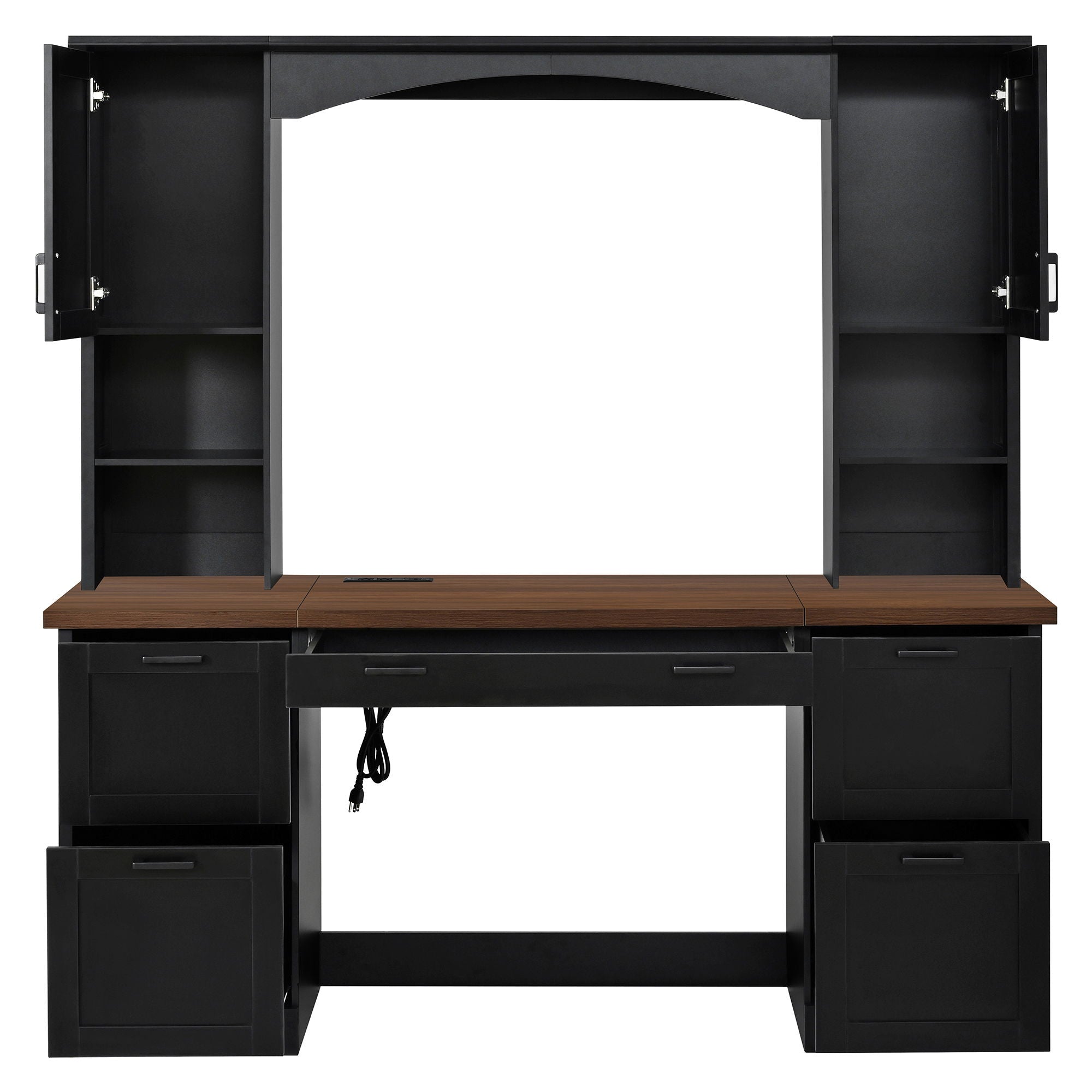 Farmhouse Computer Desk With Hutch