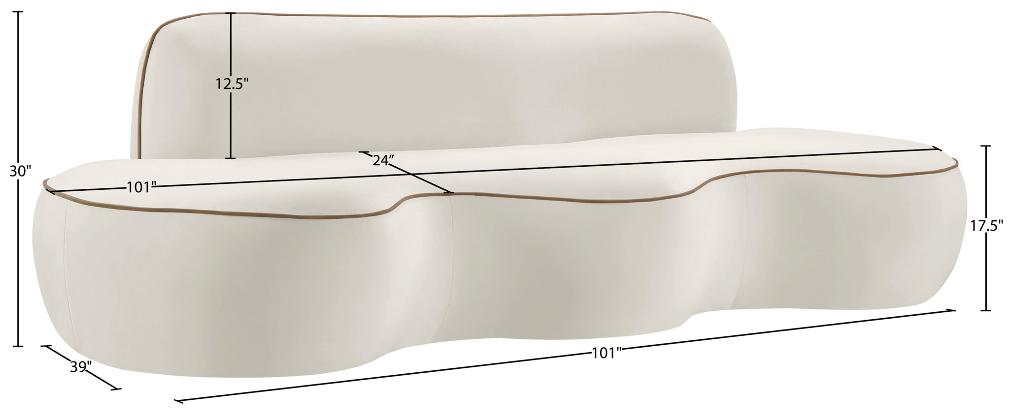 Swerve - Velvet 101" Upholstered Sofa