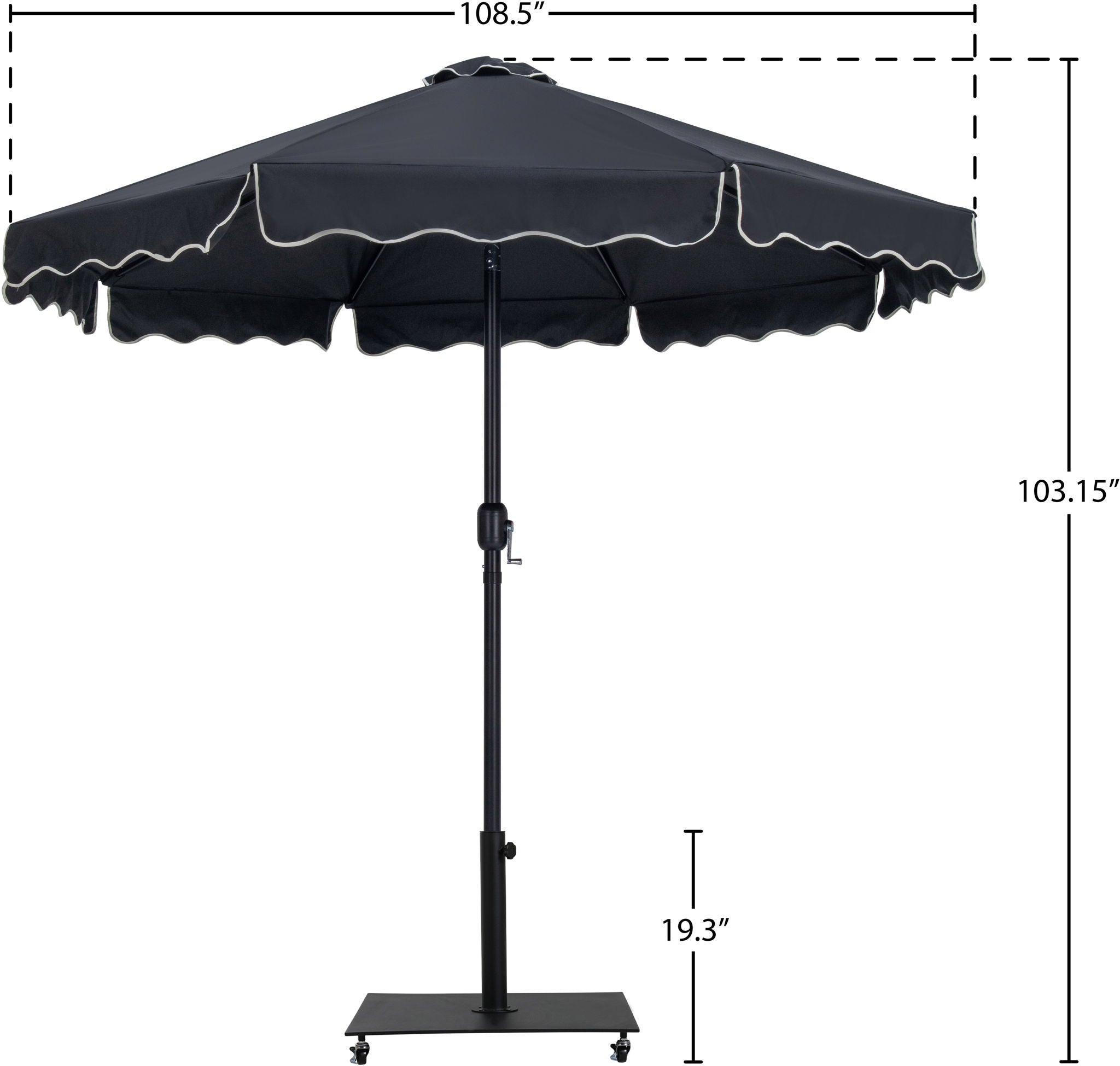 Amalfi - Aluminum Patio Umbrella - Black Base / Black Pole