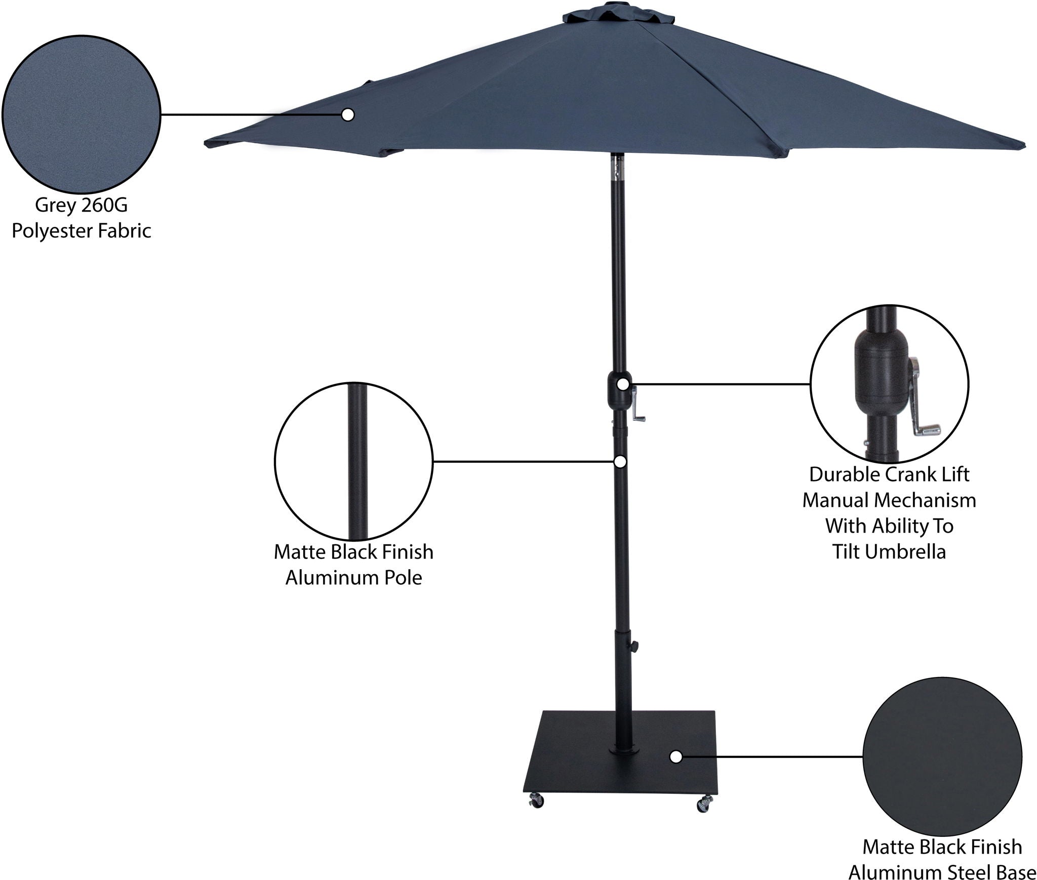Fiji - Aluminum Patio Umbrella With Square Black Base