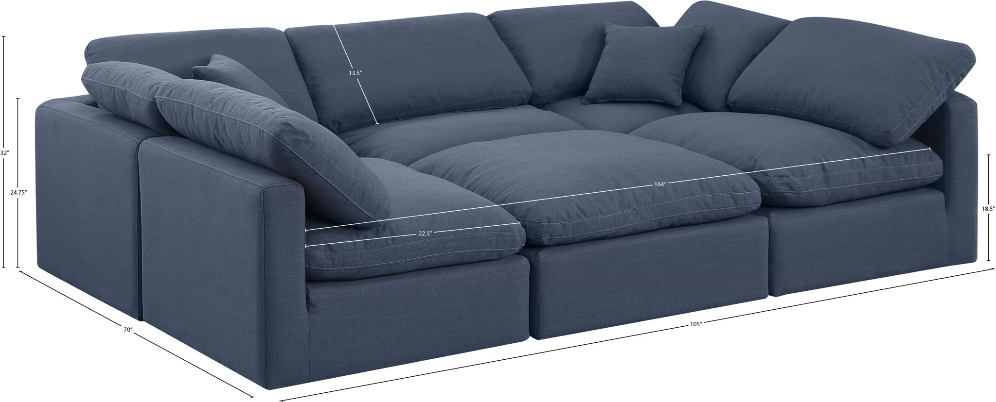 Indulge - Linen 6 Piece Modular Sectional