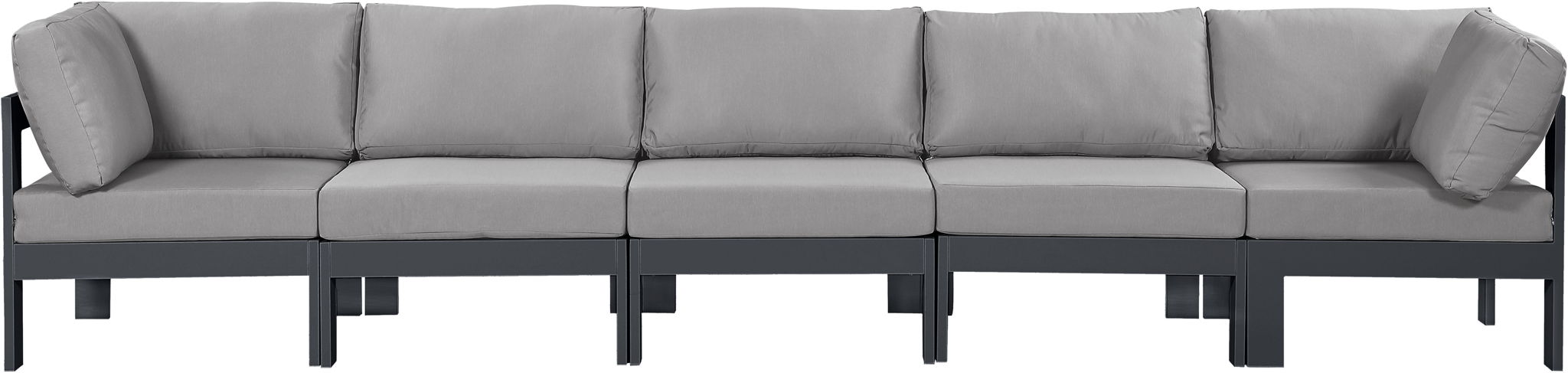 Nizuc - Outdoor Patio 5 Seat Modular Sofa With Gray Frame