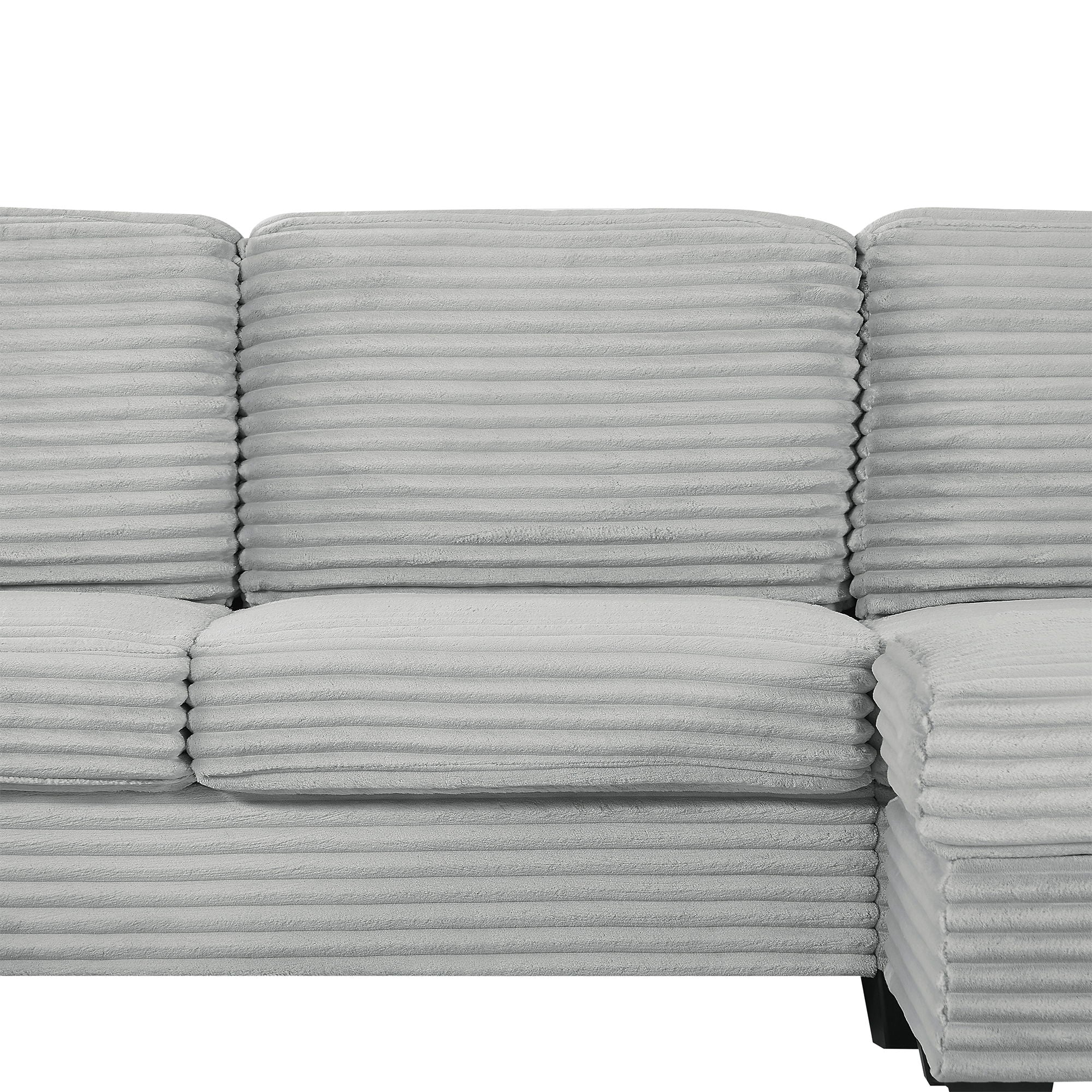 Upholstered U-Shaped Sectional Sofa With Movable Ottoman And Side Storage Pockets