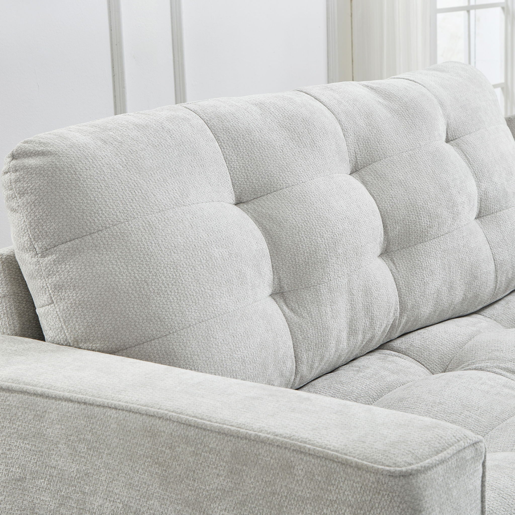 Modern Sectional Sofa U-Shaped With Movable Ottomans, tooth Speakers, LED Lights And Modular Storage