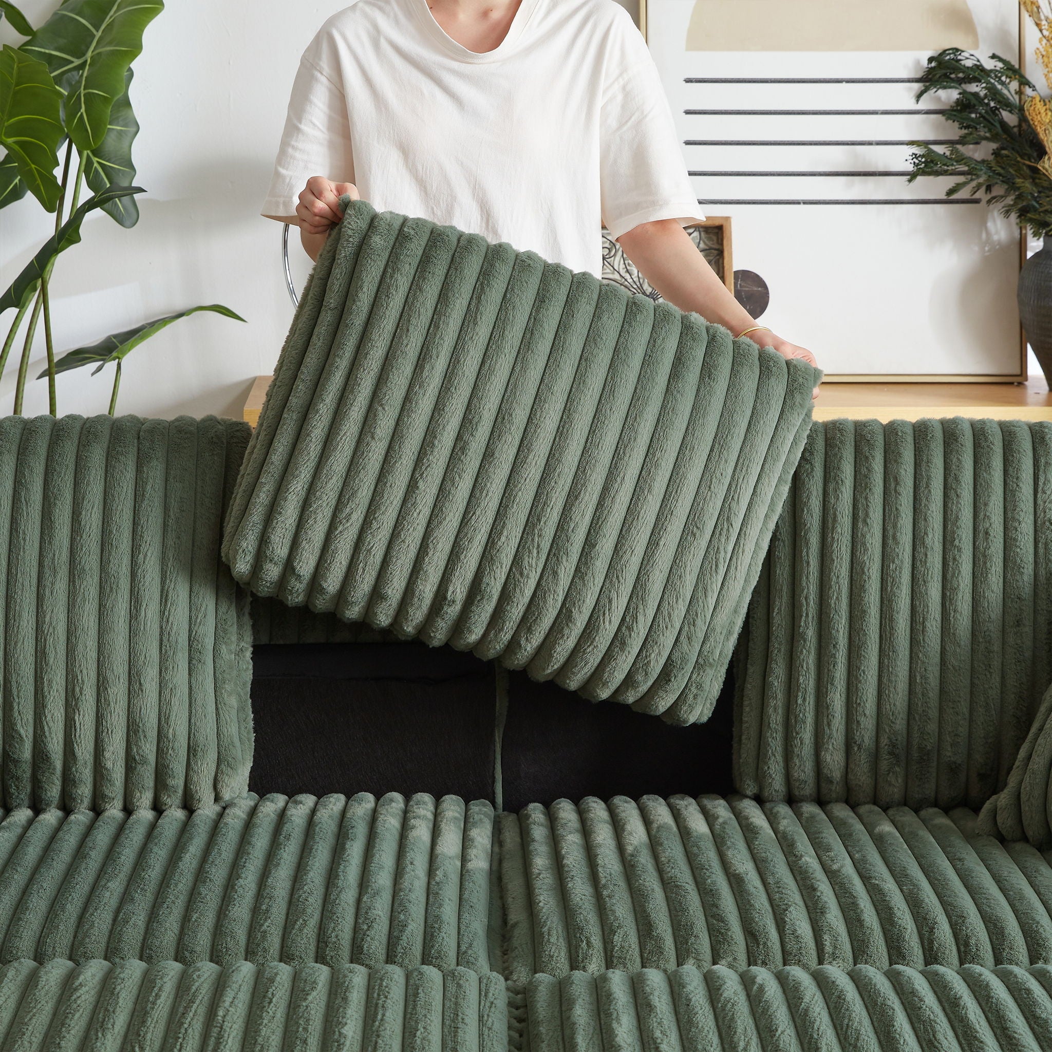 3 Seater Sofa With 2 Ottomans For Living Room