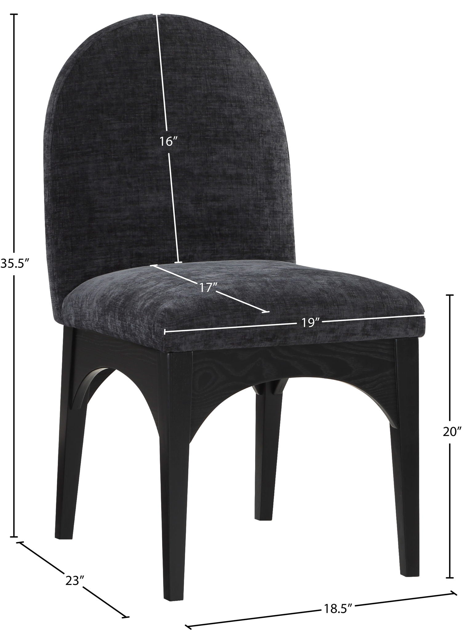 Waldorf - Chenille Dining Side Chair With Black Legs
