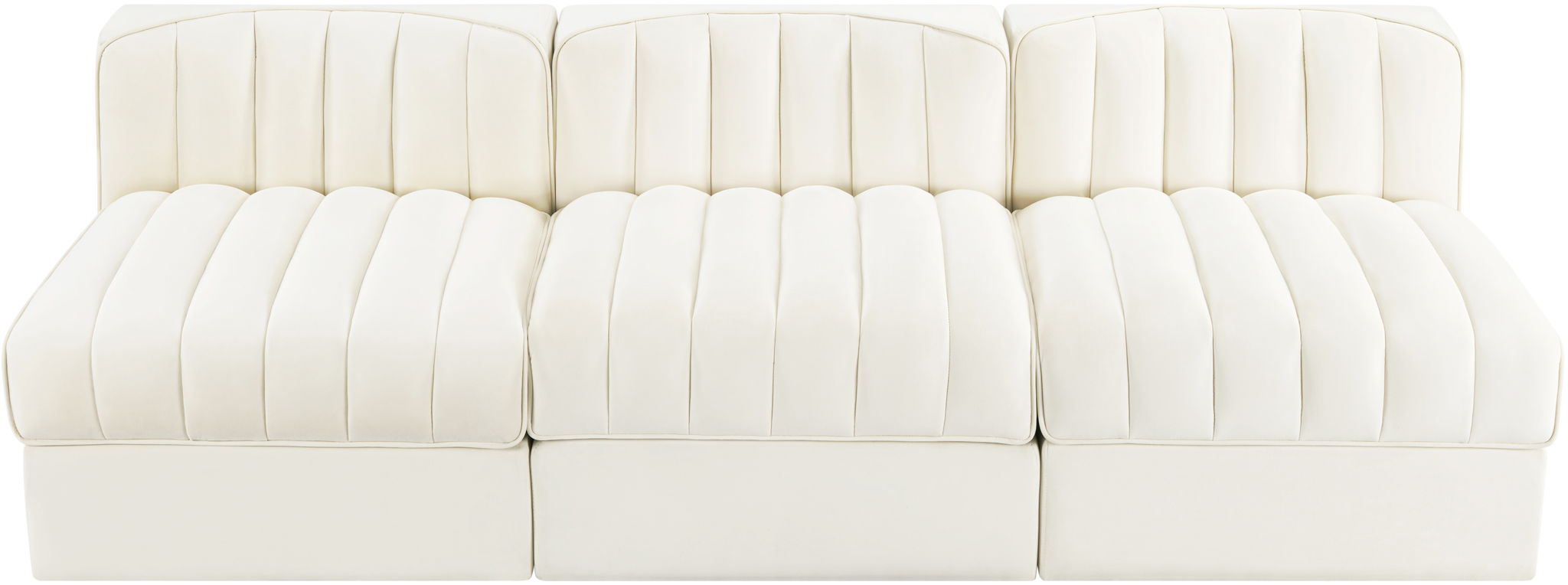 Rummi - Velvet Performance Fabric Upholstered 3 Piece Modular Armless Sofa