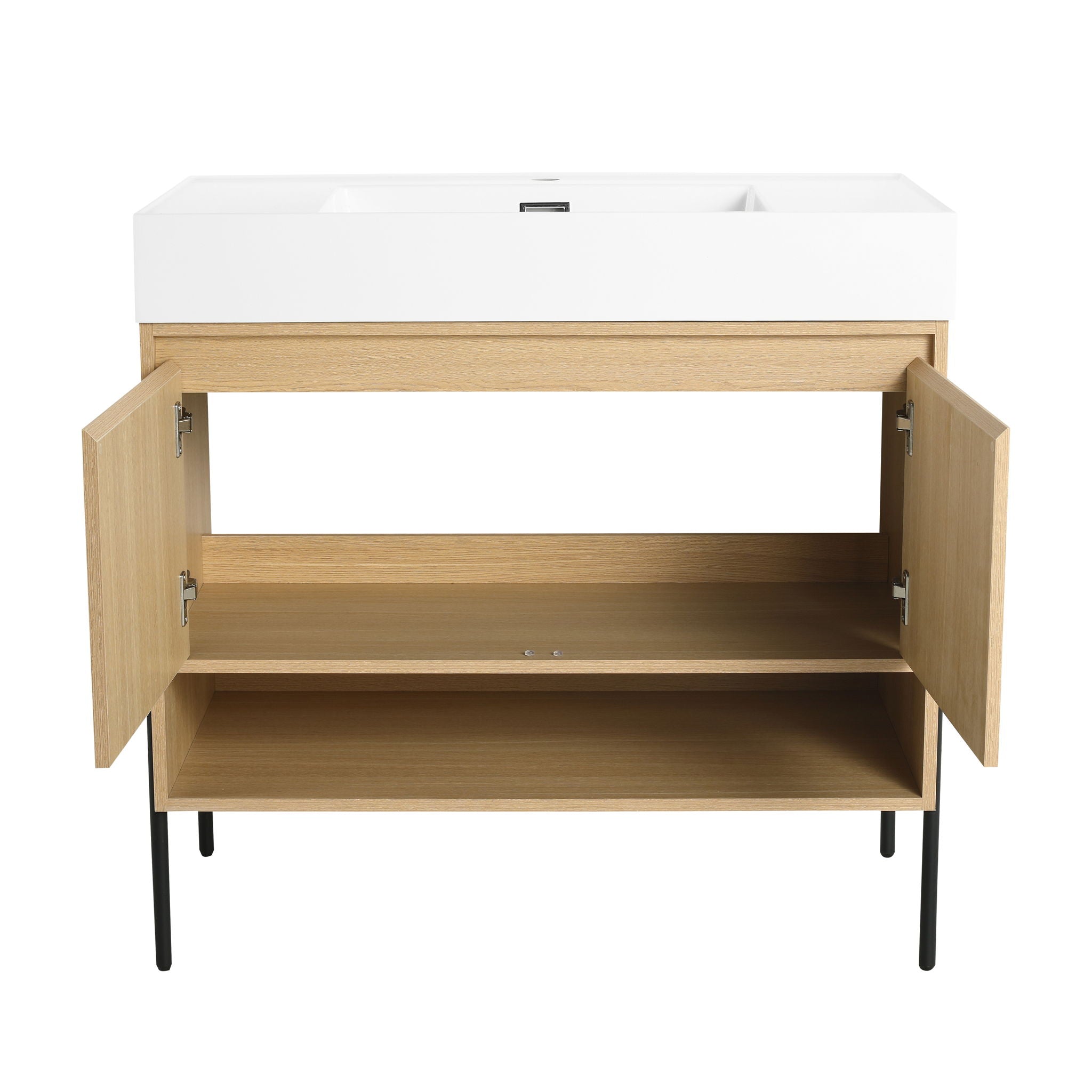 Modern Bathroom Vanity Combo With Single Resin Sink And Storage Cabinet