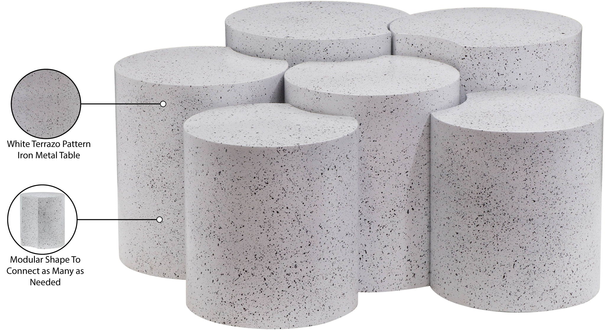 Dimple - 20" 6 Piece Modular Coffee Table - Terazzo Finish