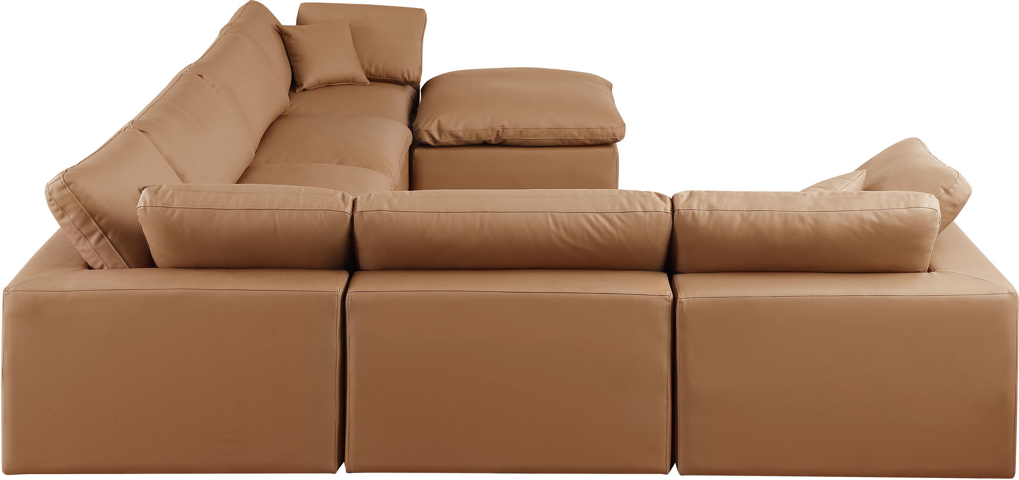 Comfy - 7 Piece Faux Leather Modular Sectional With Chaise