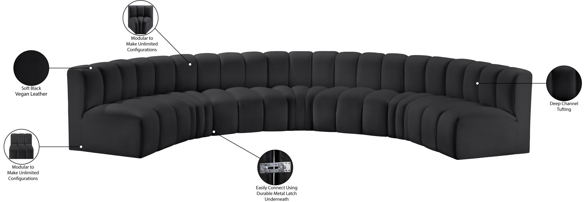Arc - Faux Leather 7 Piece U-Shaped Modular Sofa