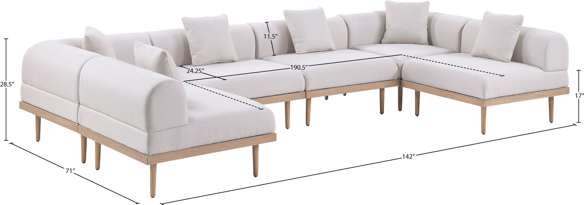 Laguna - 6 Piece 142" Outdoor Patio Modular Sectional