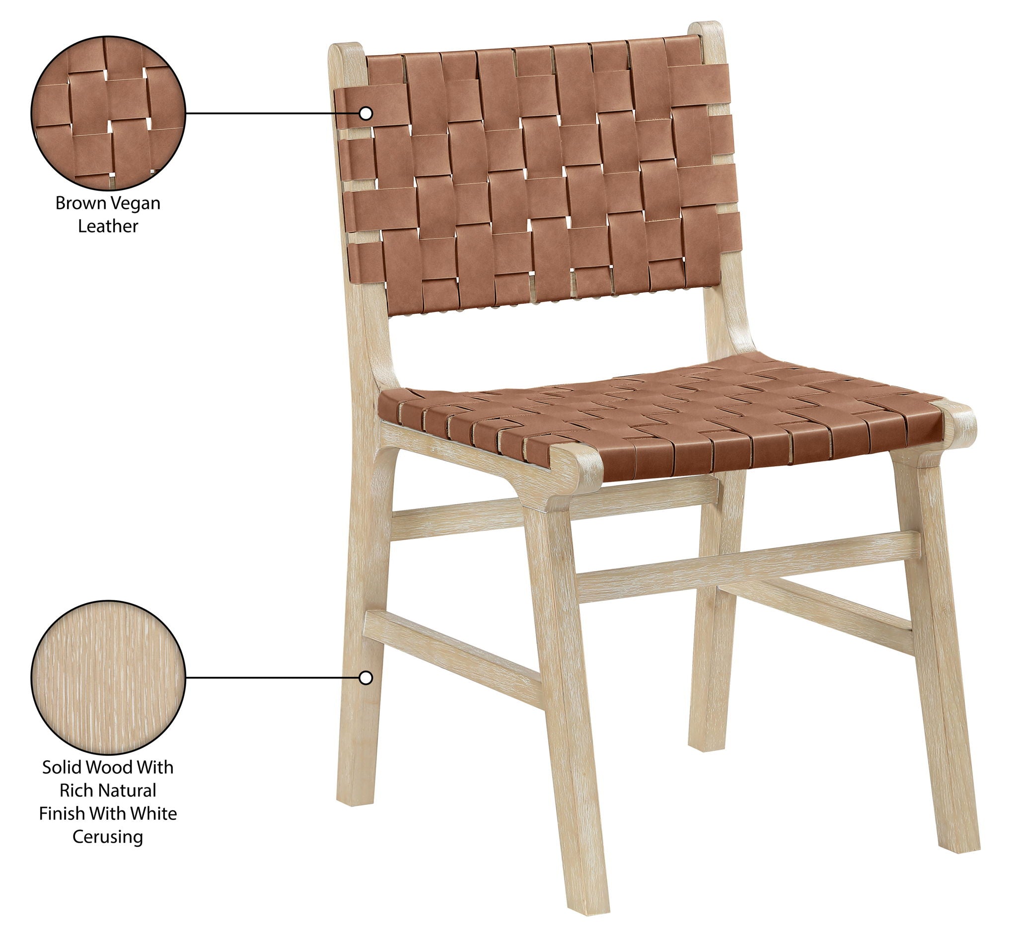 Entwine - Vegan Leather Upholstered Dining Chair - Painted Natural