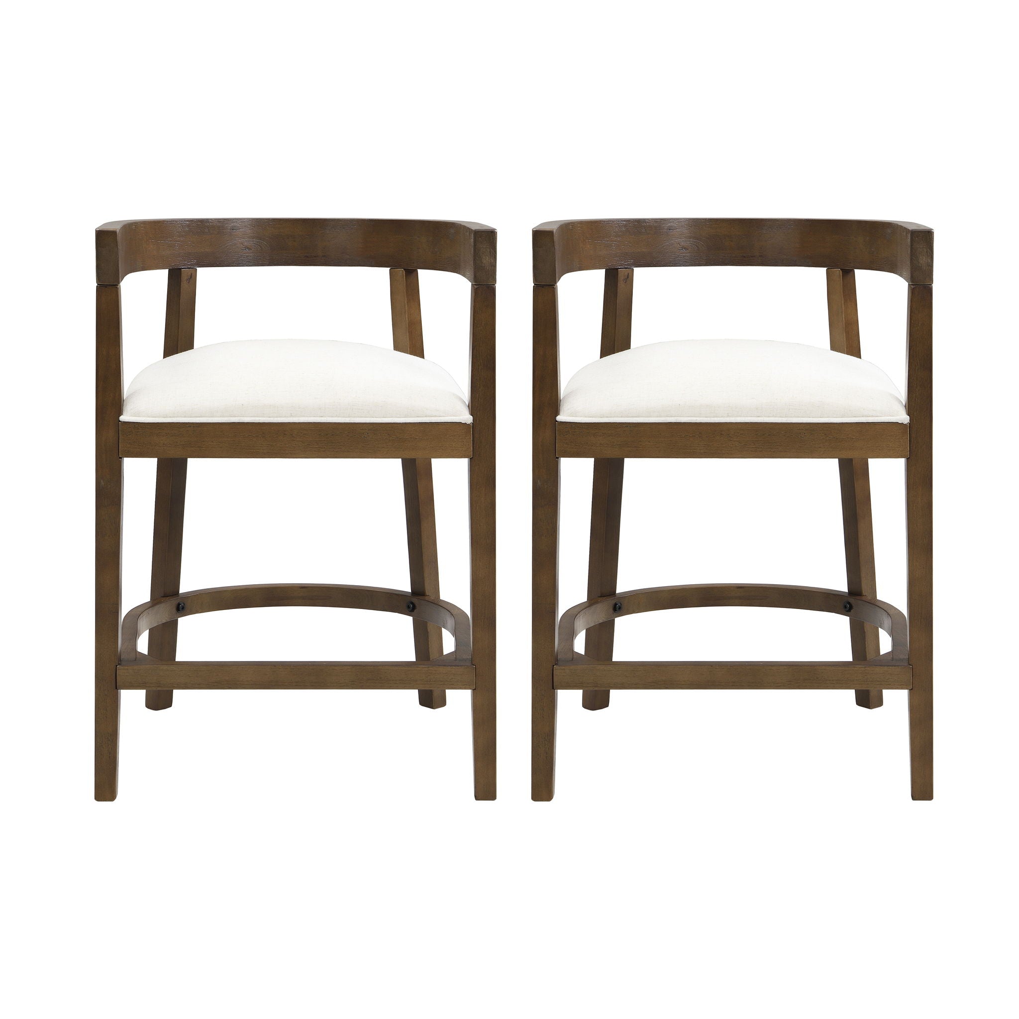 Modern Rubberwood Counter Stool Set With Upholstered Seats