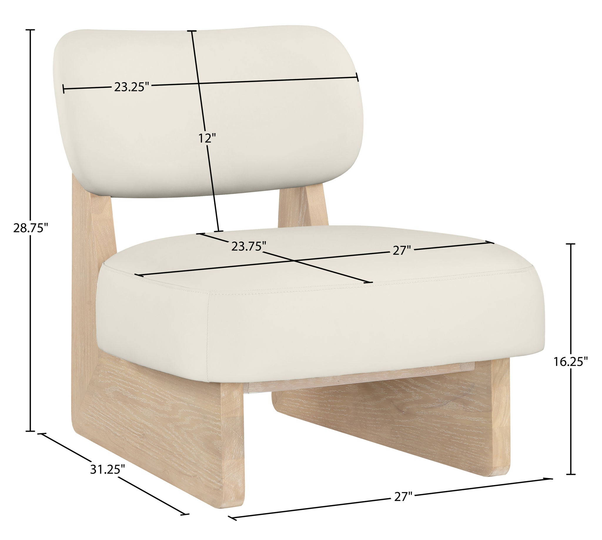 Vetra - Vegan Leather Upholstered Accent Chair With Natural Base