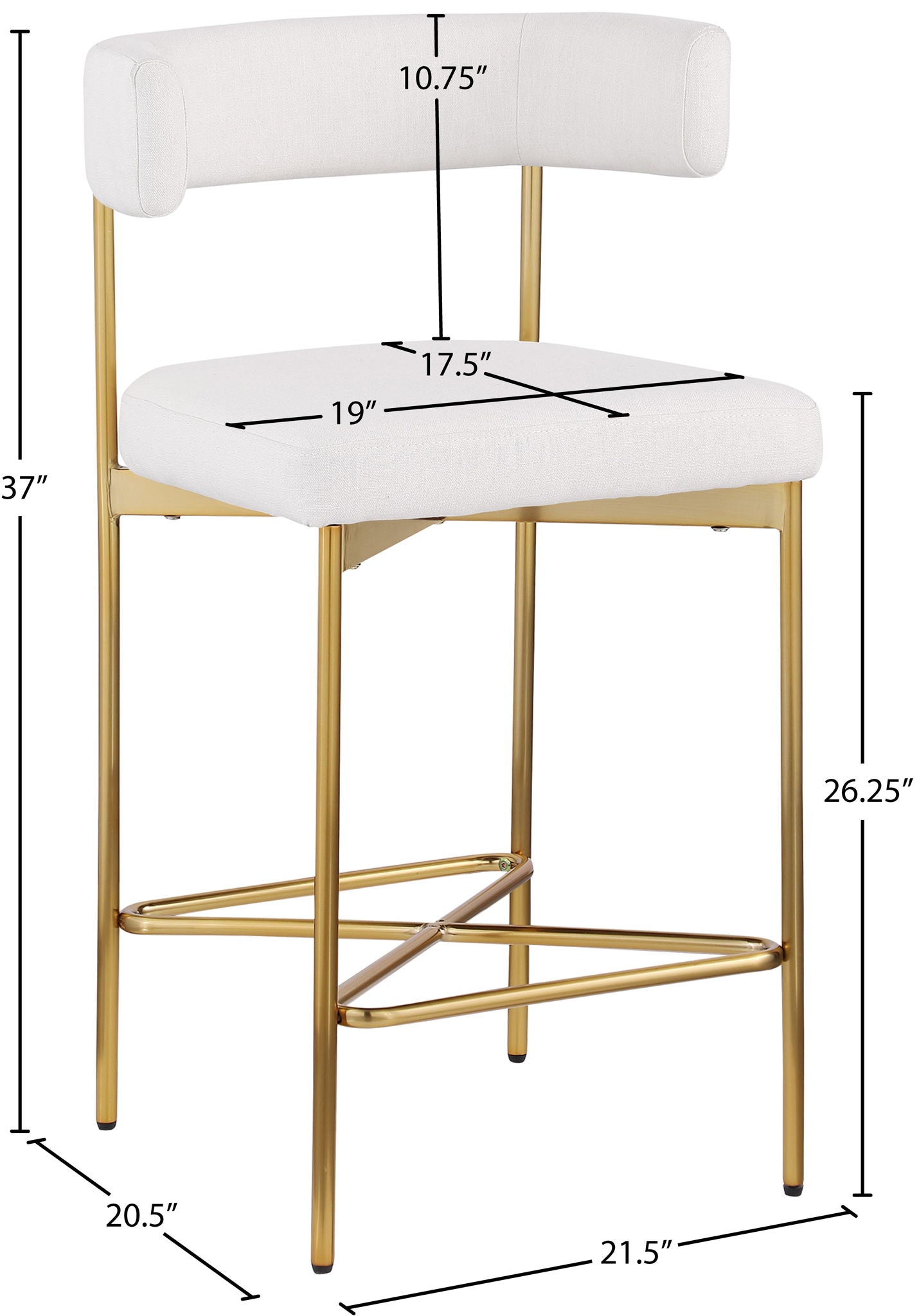 Rivage - Durable Stool With Gold Frame (Set of 2)