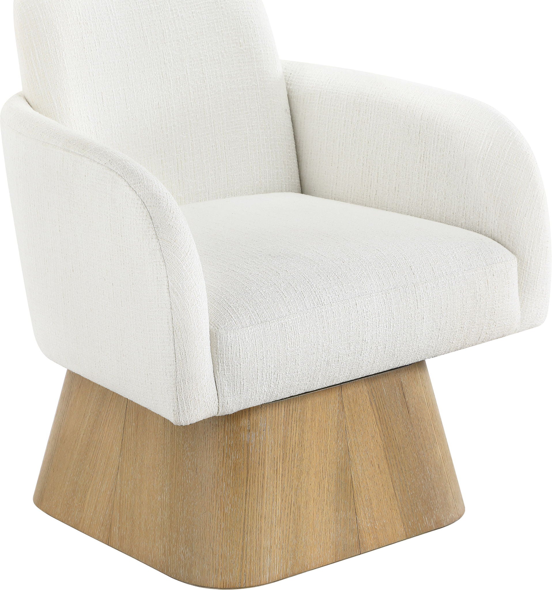 Marlowe - Linen Textured Fabric Upholstered Swivel Accent Chair - Stained Natural