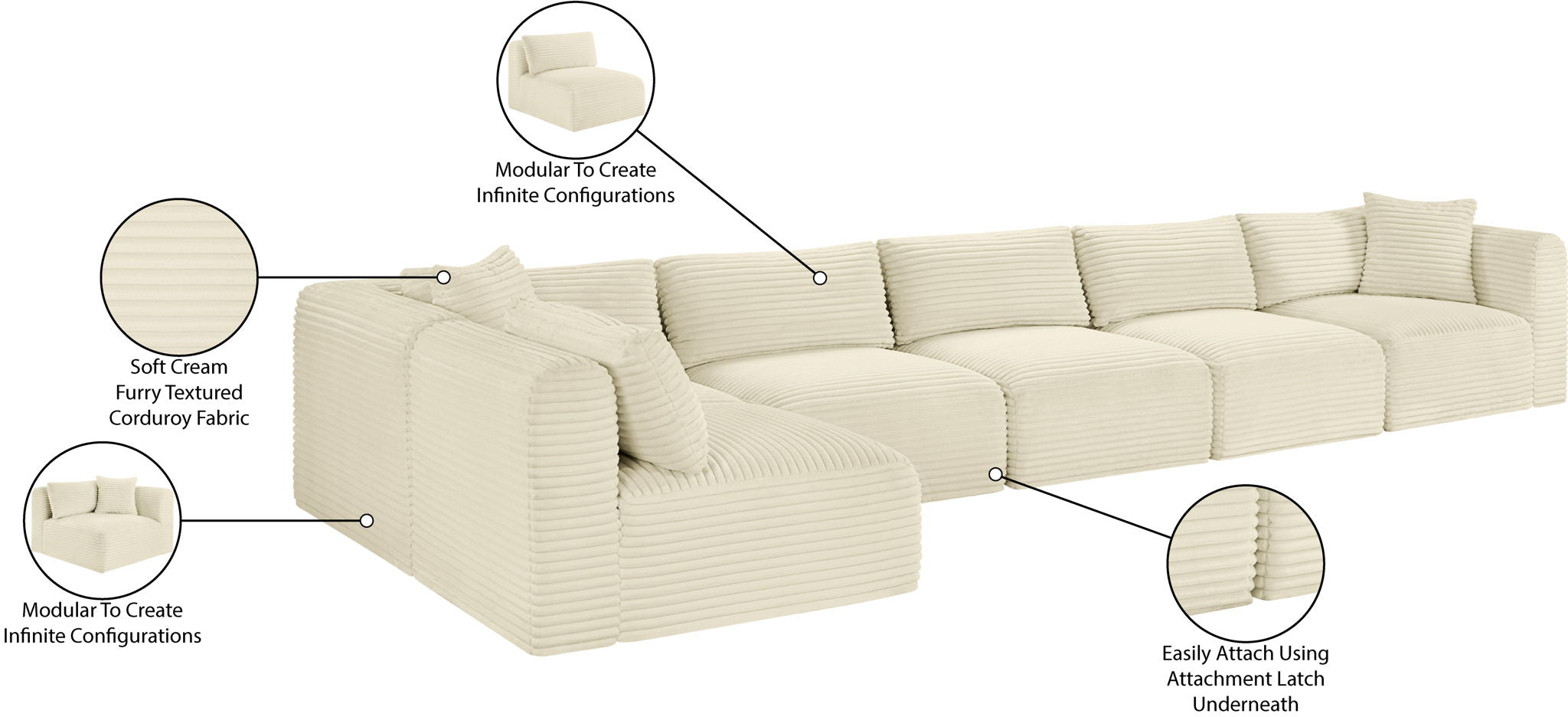 Shaggy - 6 Piece Modular Sectional
