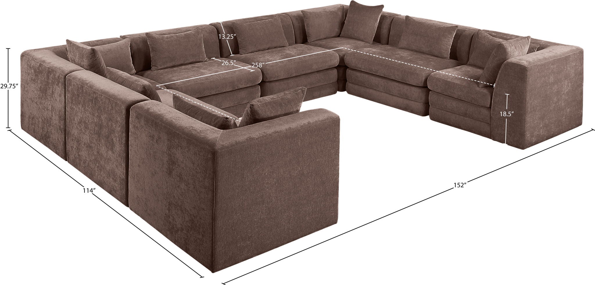 Stellar - 8 Piece Chenille Fabric Upholstered Modular Sectional