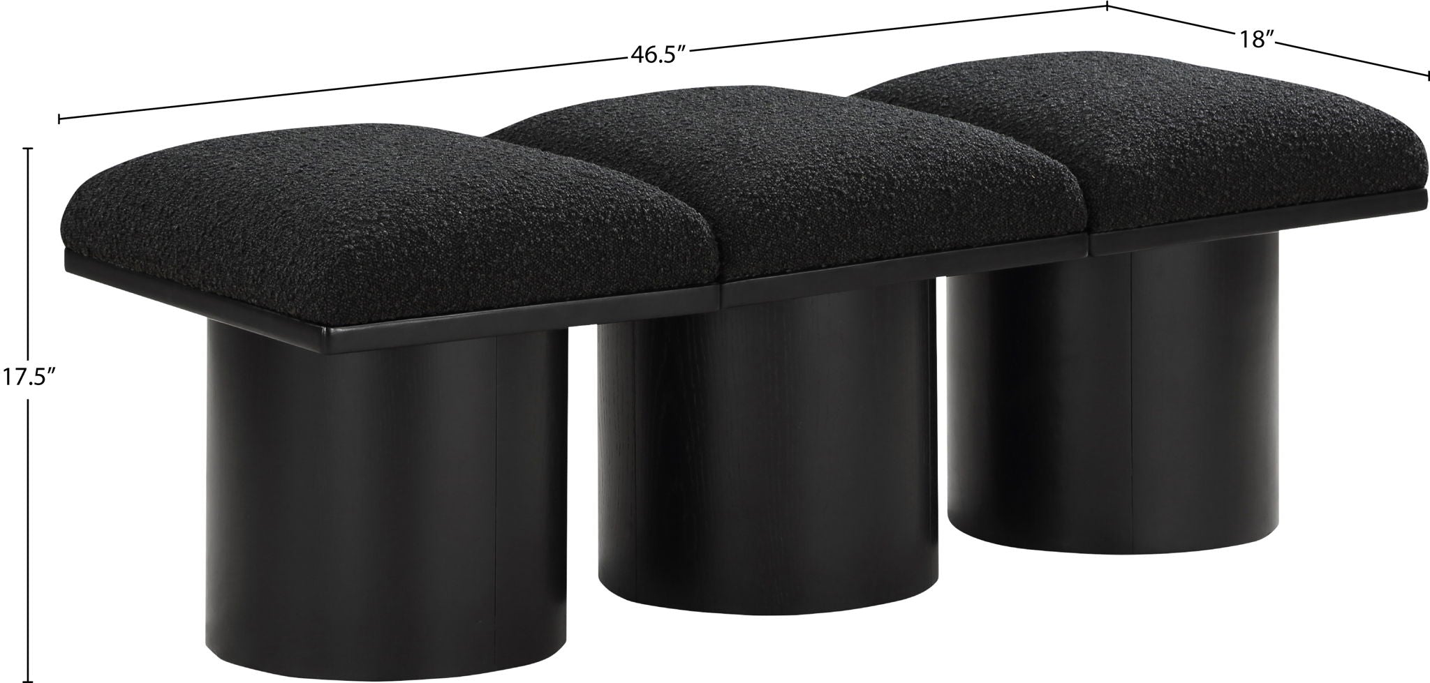 Pavilion - 3 Piece Modular Bench With Black Base