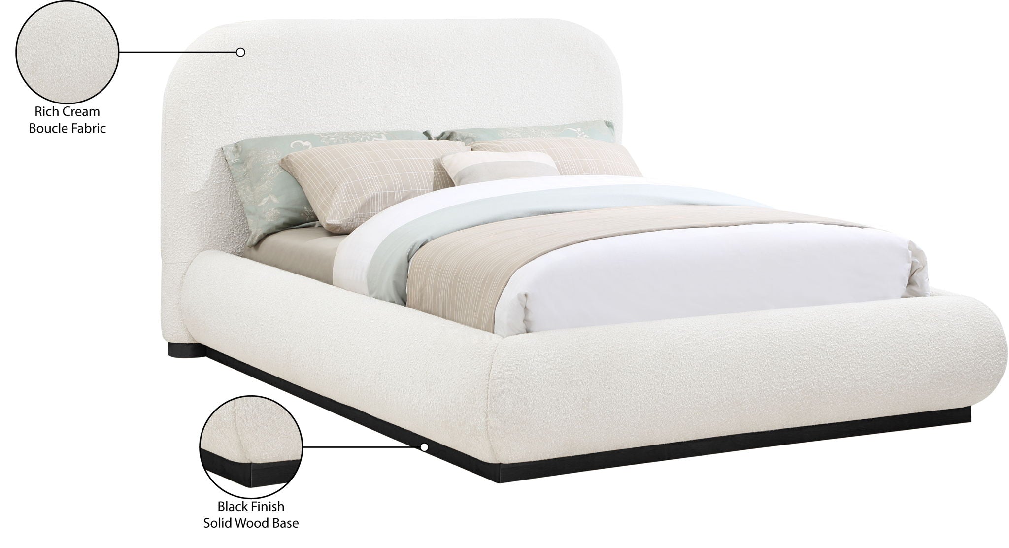 Vaughn - Boucle Bed With Black Base