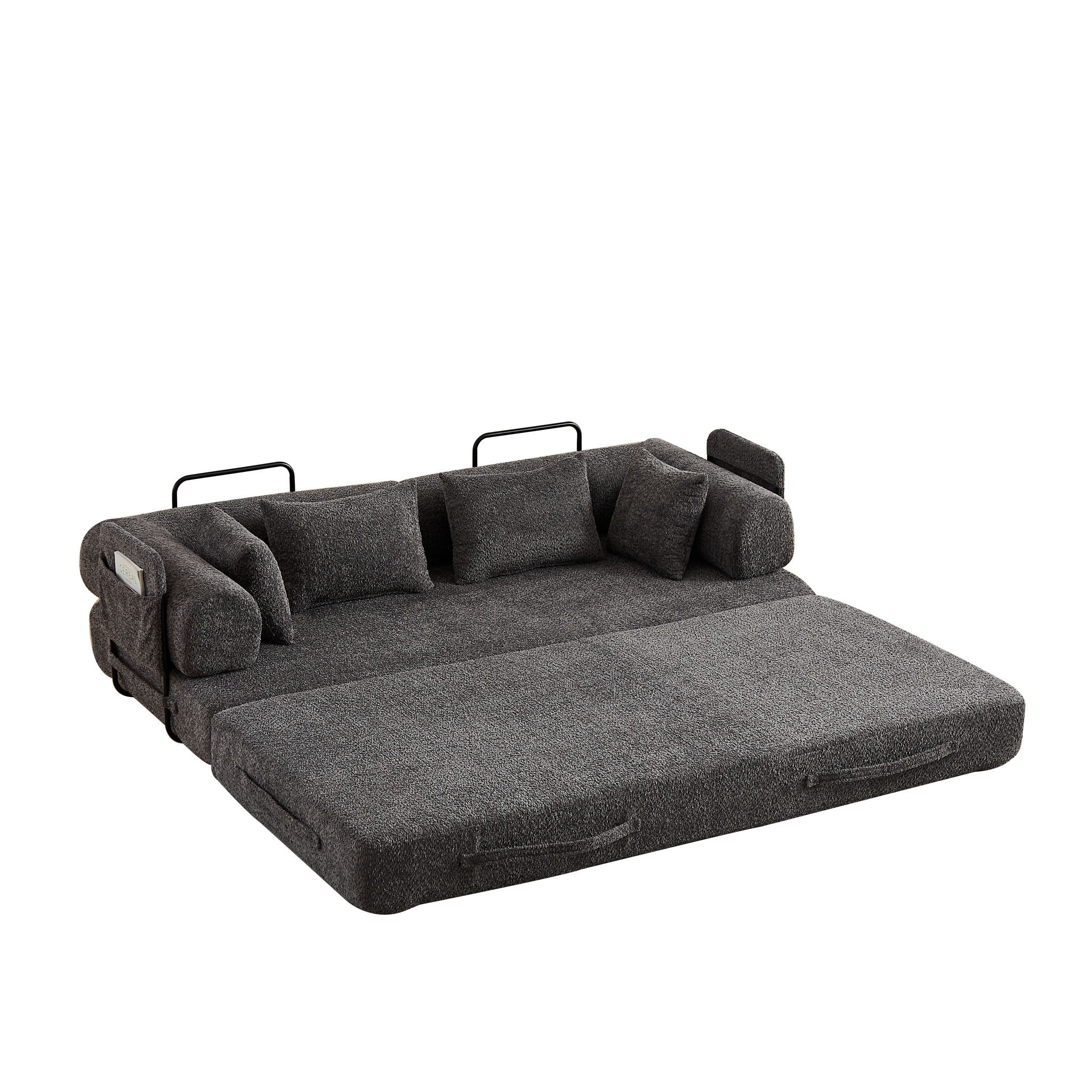 Convertible Sleeper Sofa Bed With Cylindrical Pillow