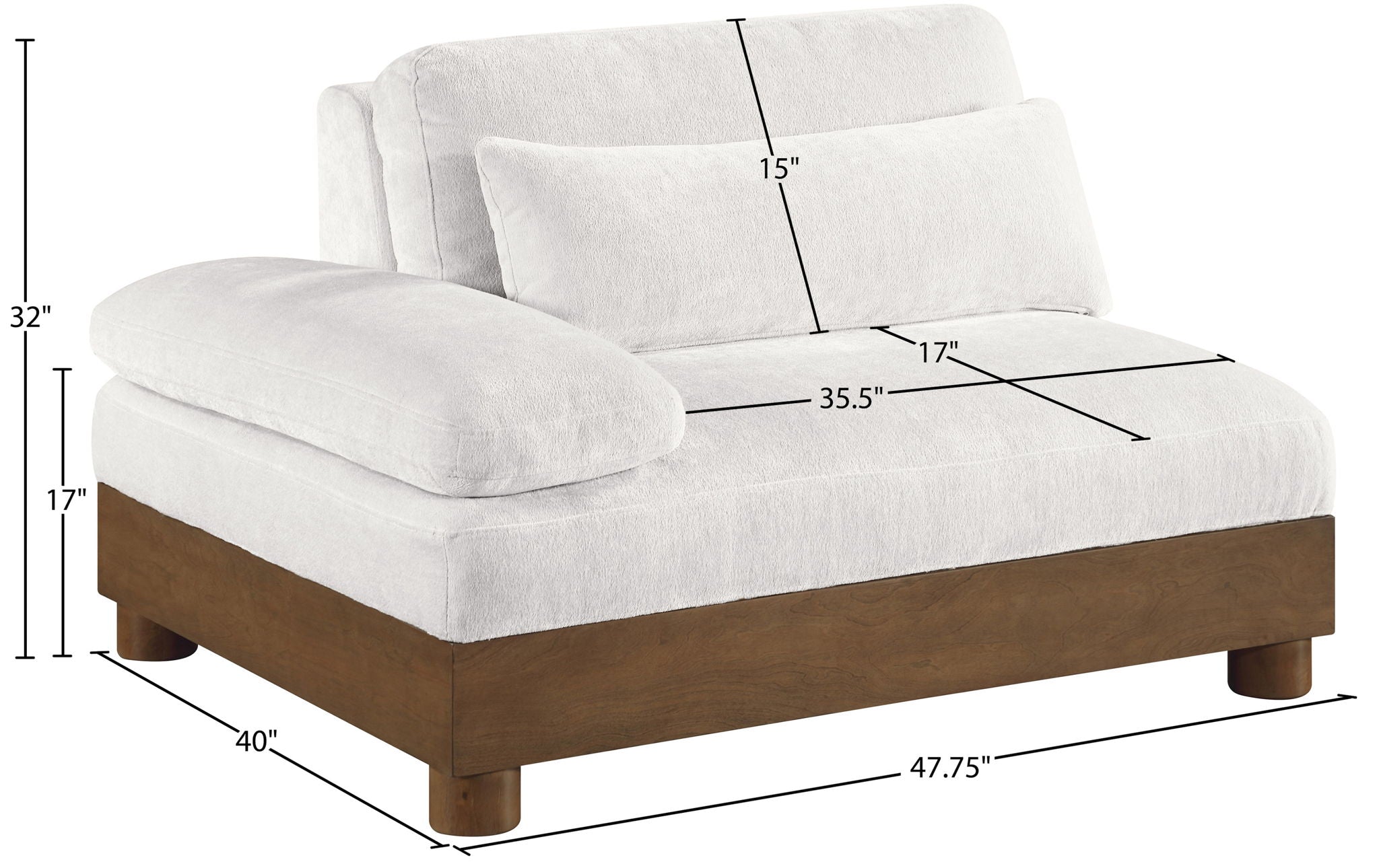 Turin - Chenille Fabric Upholstered Modular Arm Chair - Walnut Base