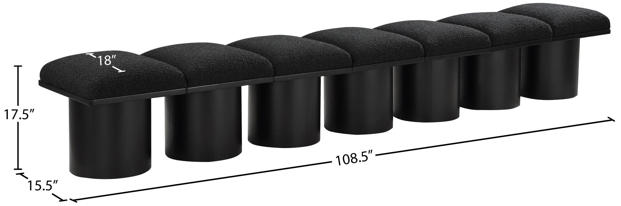 Pavilion - 7 Piece Modular Bench With Black Base