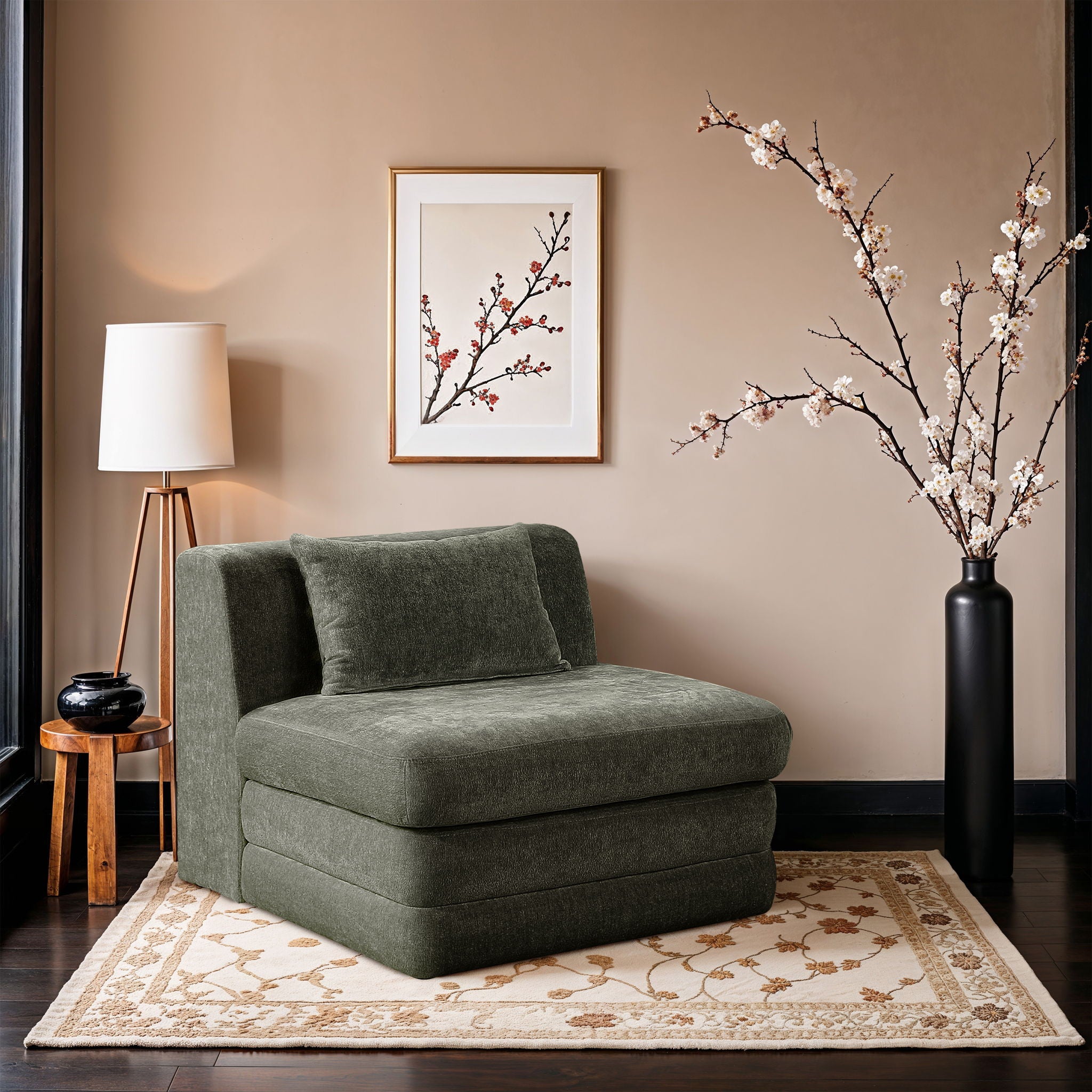 Stellar - Chenille Fabric Upholstered Modular Armless Chair