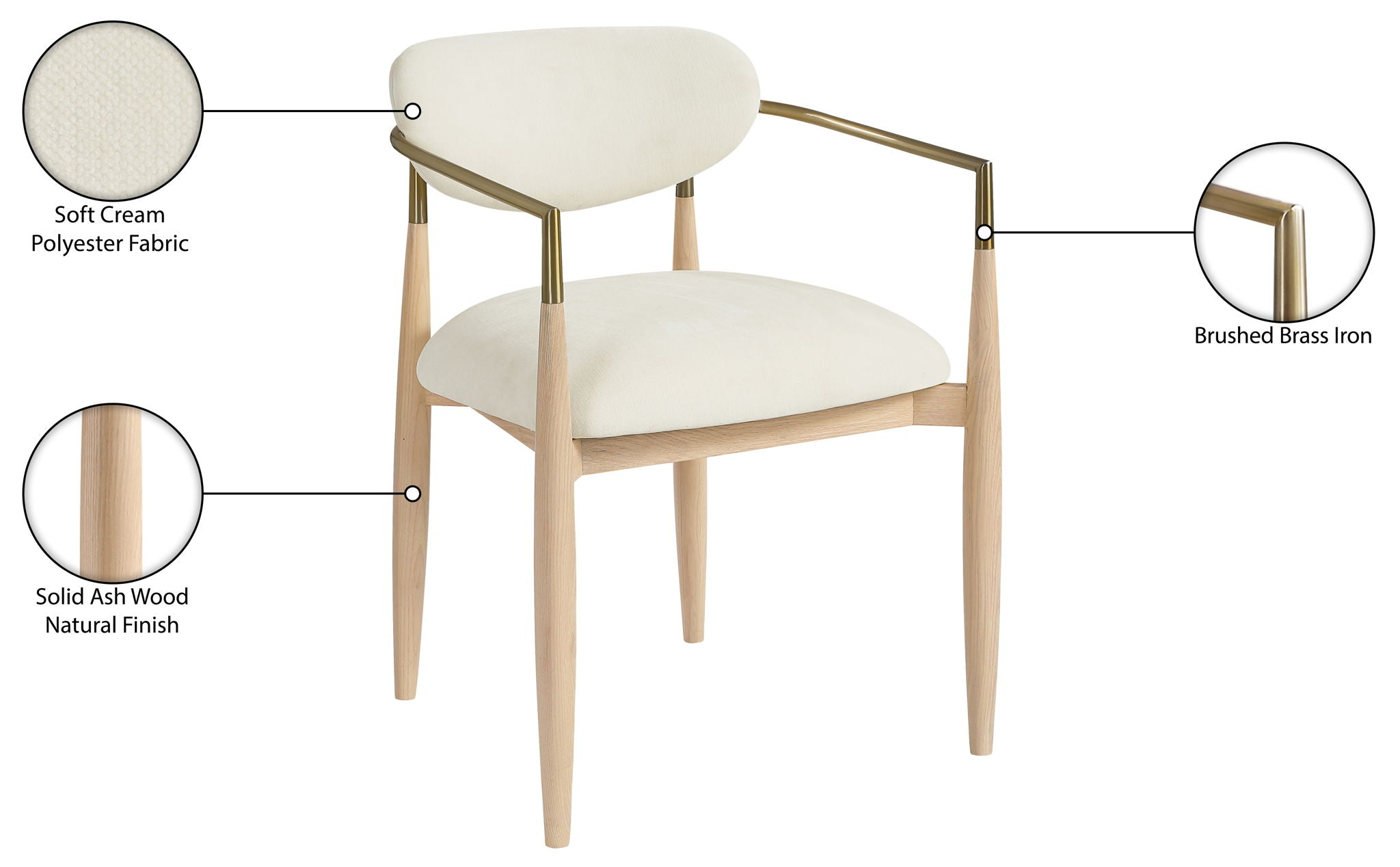 Riccio - Fabric Dining Arm Chair (Set of 2) - Natural Frame
