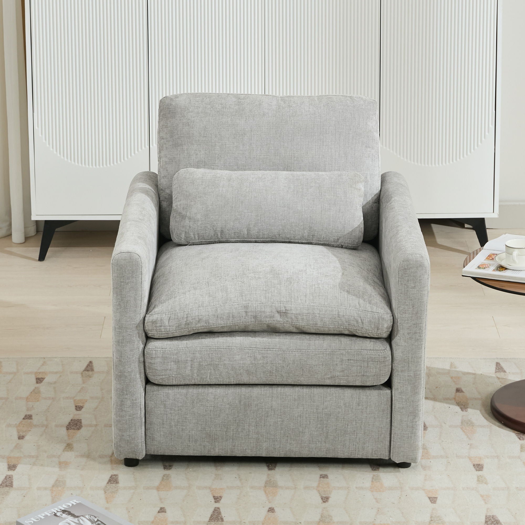 Cozy Upholstered Cushion Armchair For Living Room