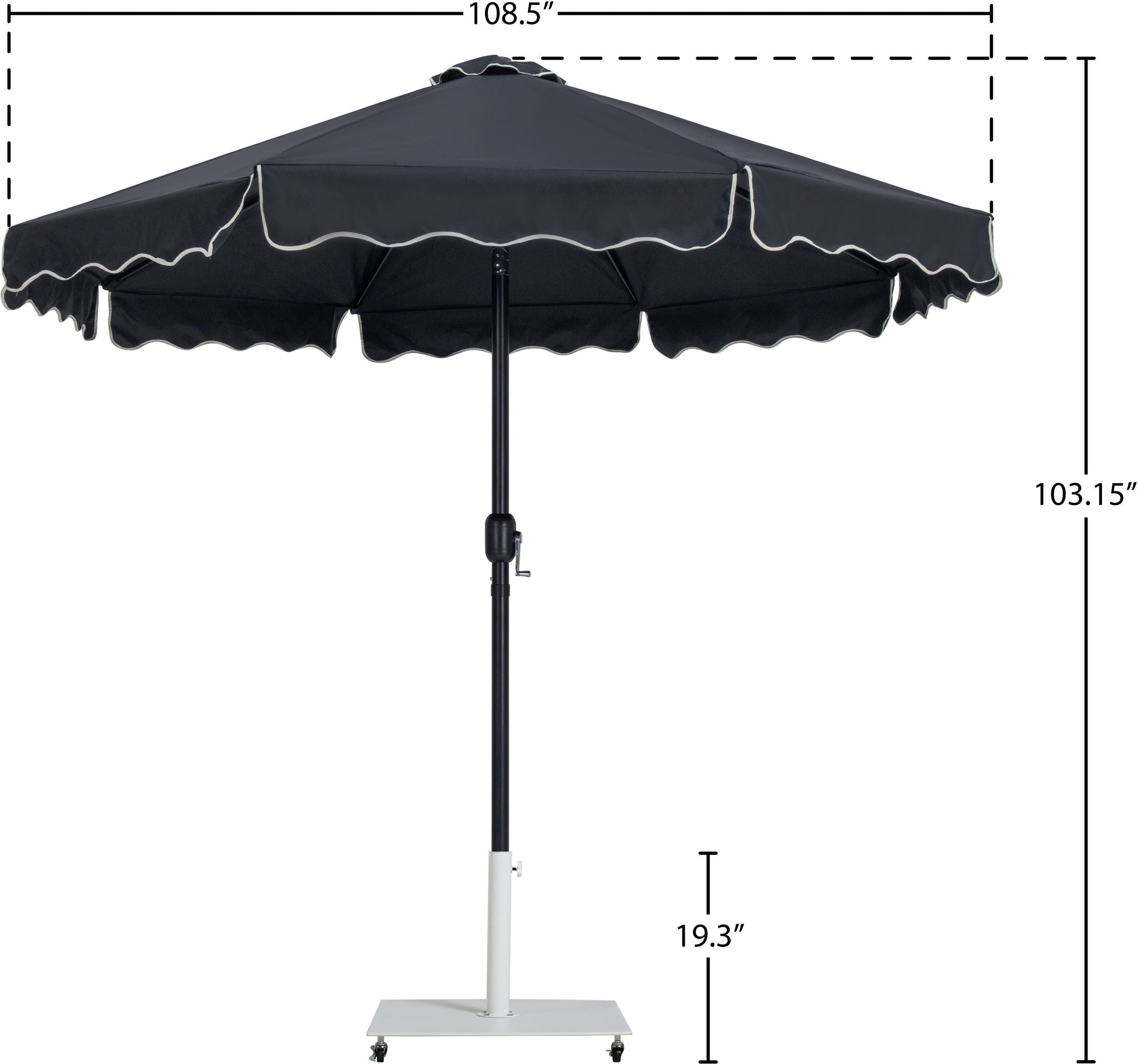 Amalfi - Aluminum Patio Umbrella - White Base / Black Pole