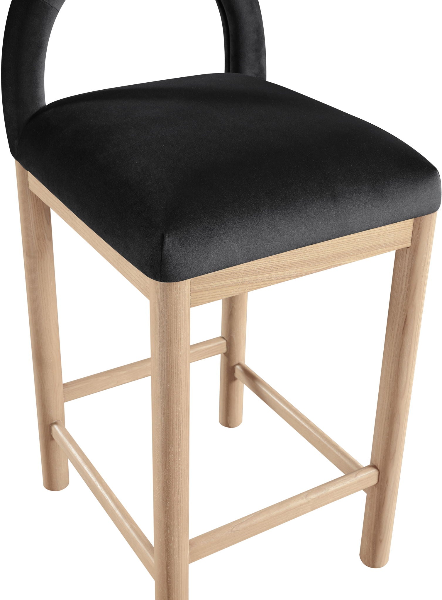 Conrad - Velvet Counter Stool With Natural Legs