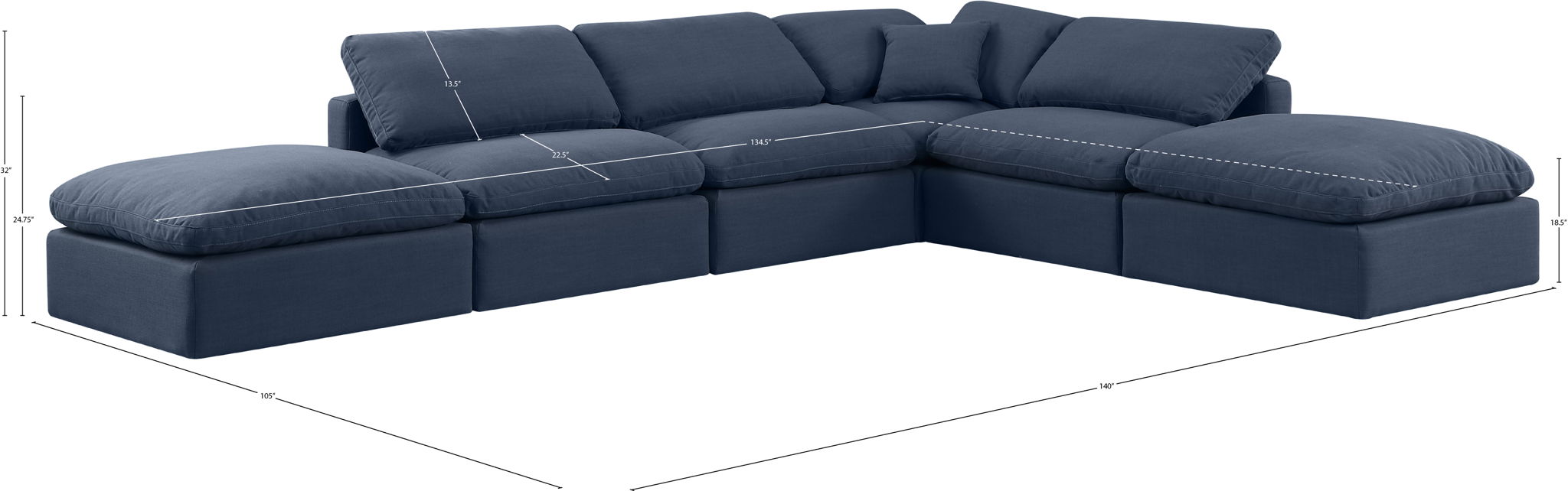 Indulge - Linen 6 Piece Modular Armless Sectional