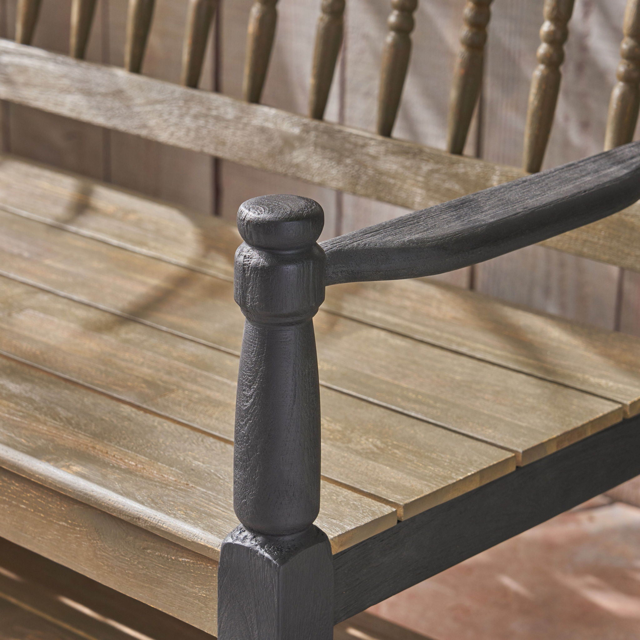 Slatted Bench With Built In Shelf