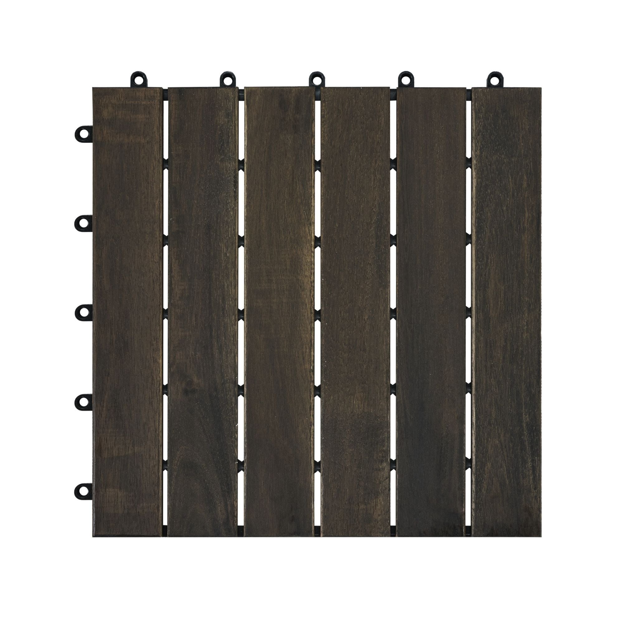 Acacia Hardwood Interlocking Deck Tiles, Striped Pattern