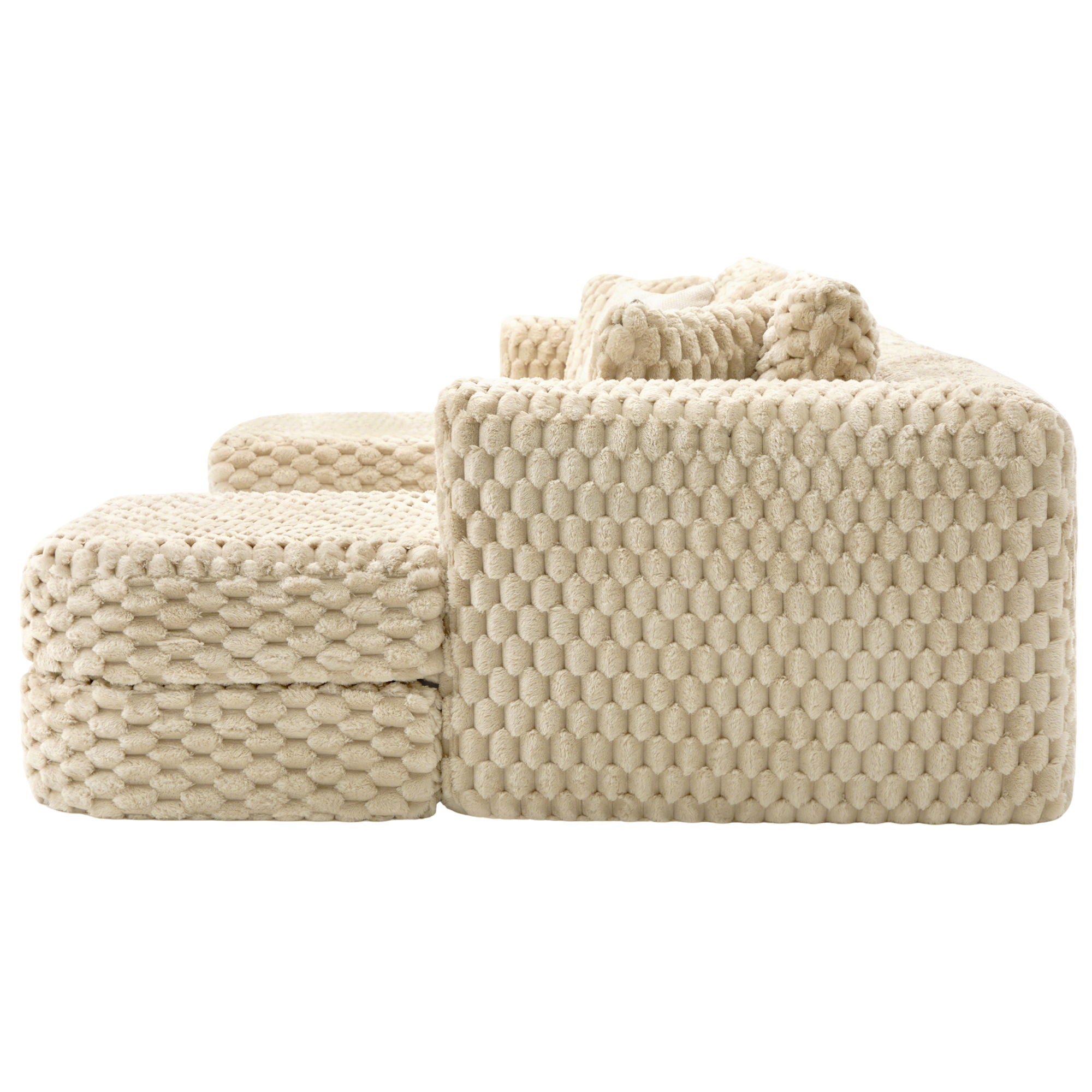 Modular Sectional Sofa, Boneless Couch With 2 Movable Ottomans