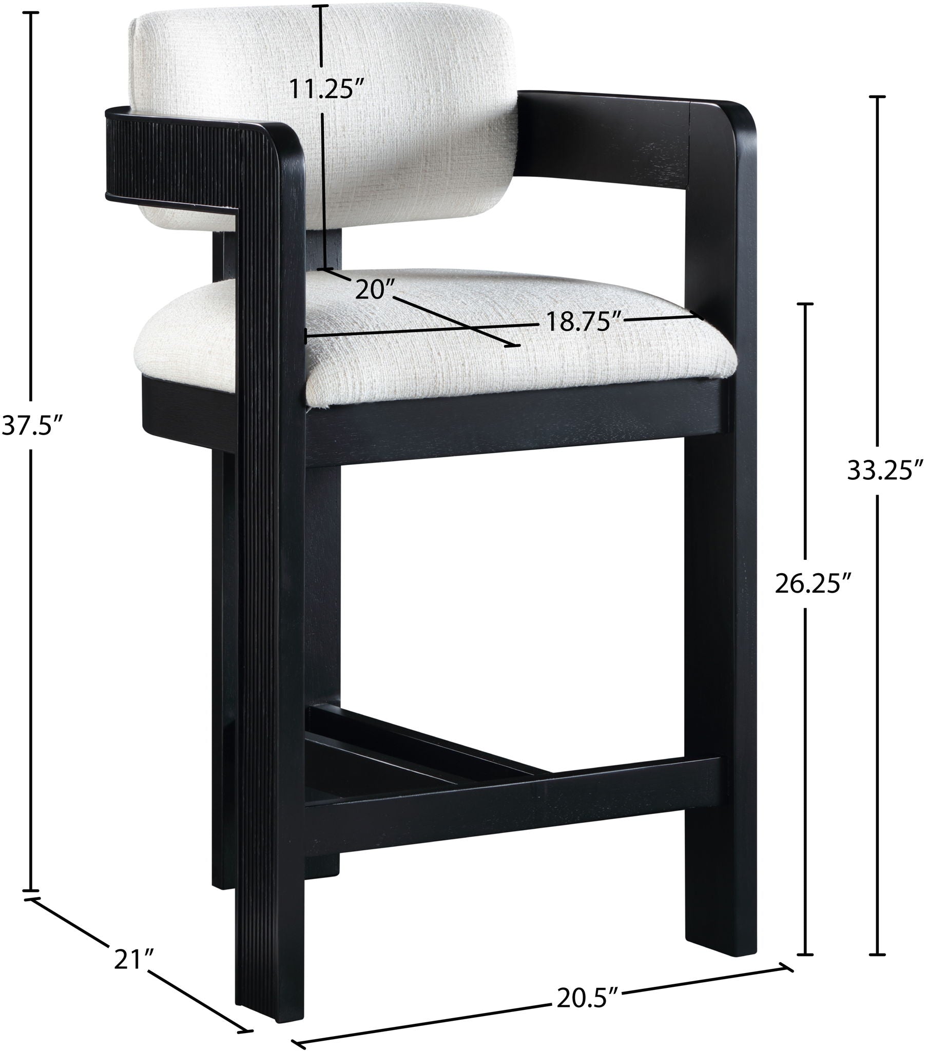 Sacha - Linen Stool With Black Base