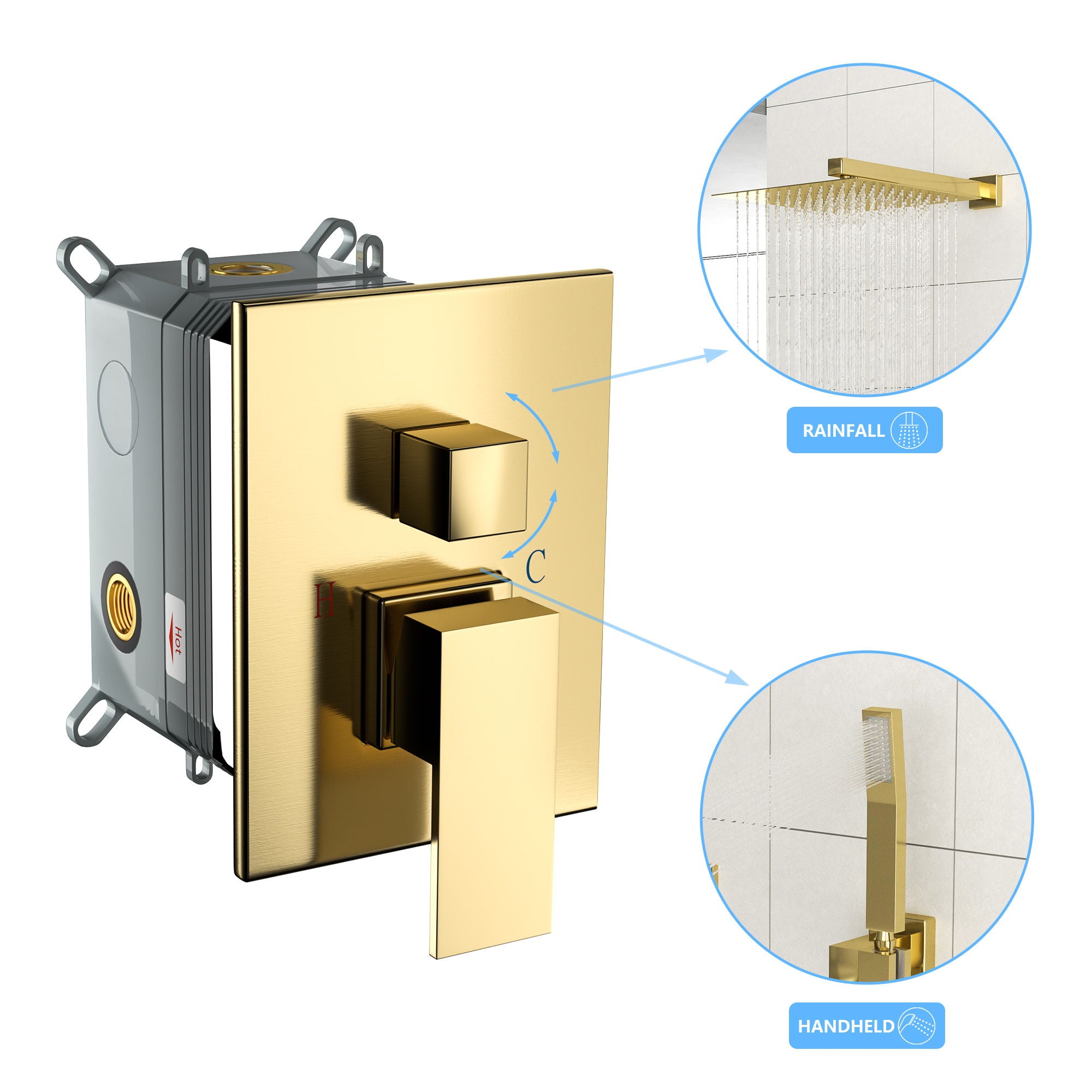 Dual Shower Head 10" Wall Mounted Square Shower System