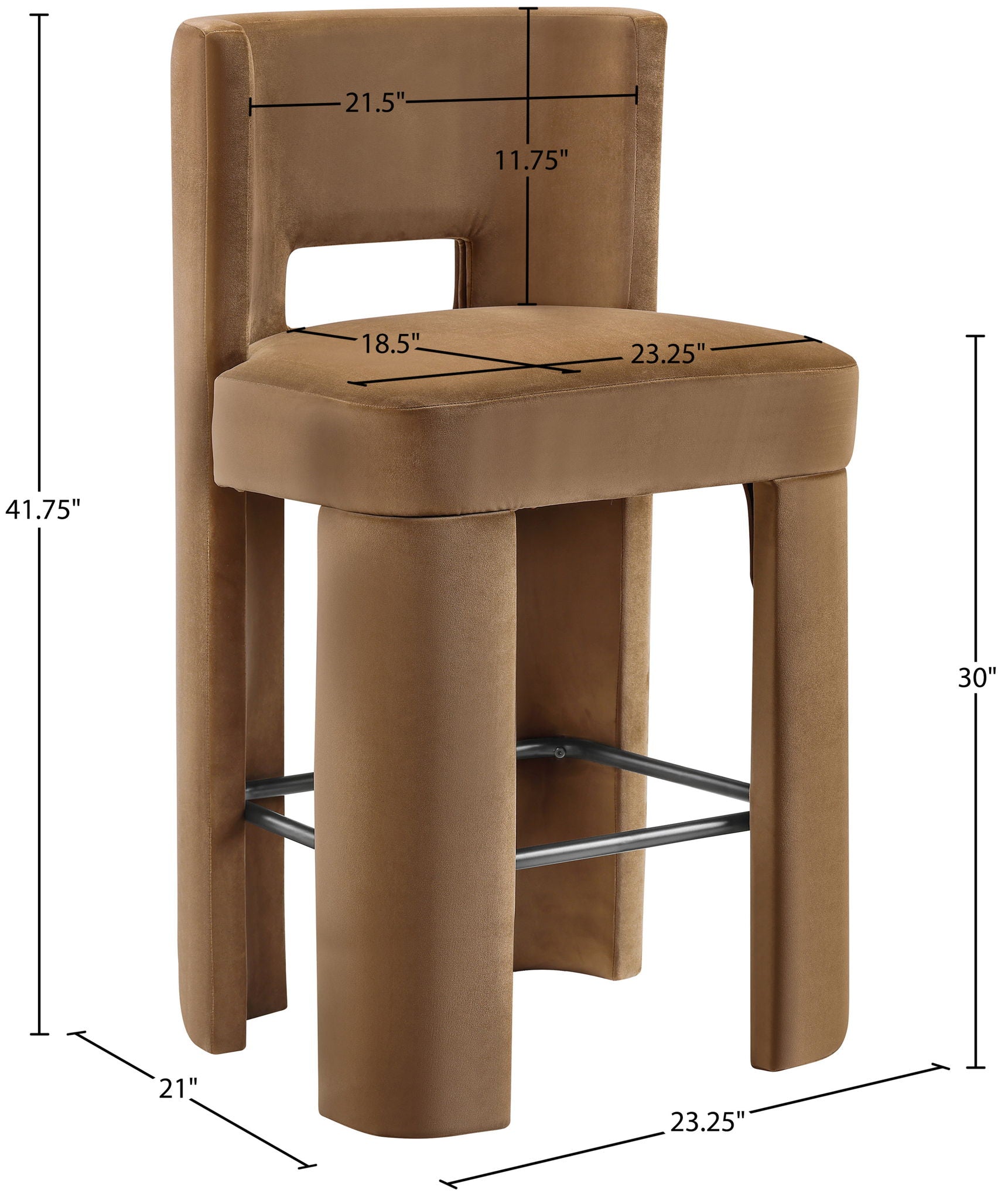 Zuno - Velvet Performance Fabric Upholstered Bar Stool (Set of 2) - Saddle