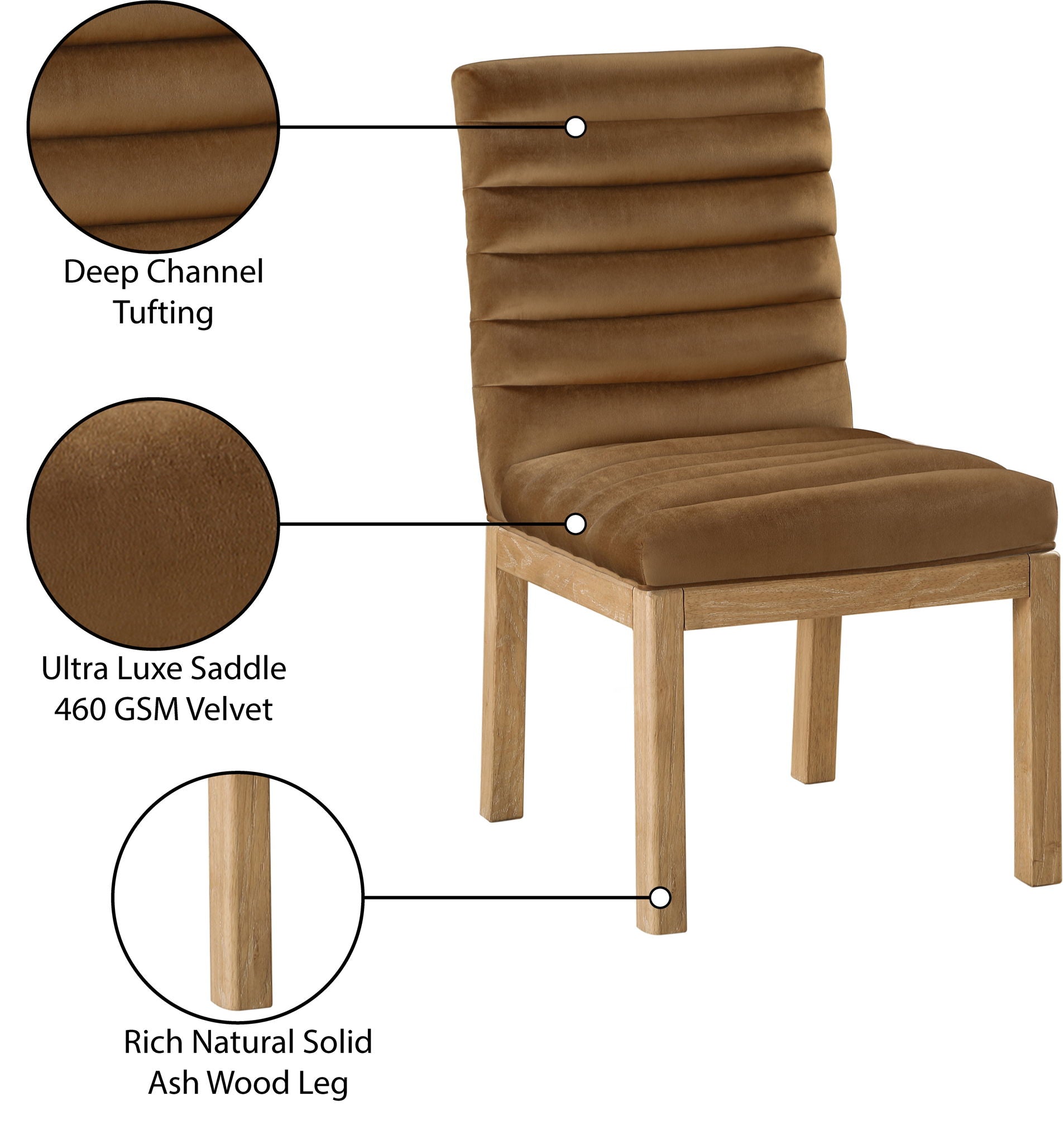 Evelyn - Dining Chair With Natural Legs - Saddle
