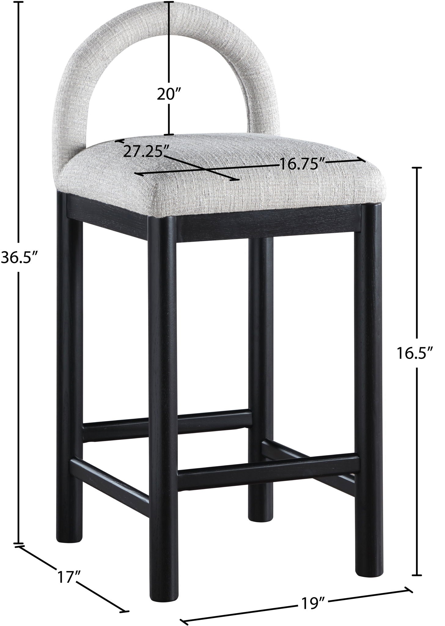 Conrad - Linen Counter Stool With Black Legs