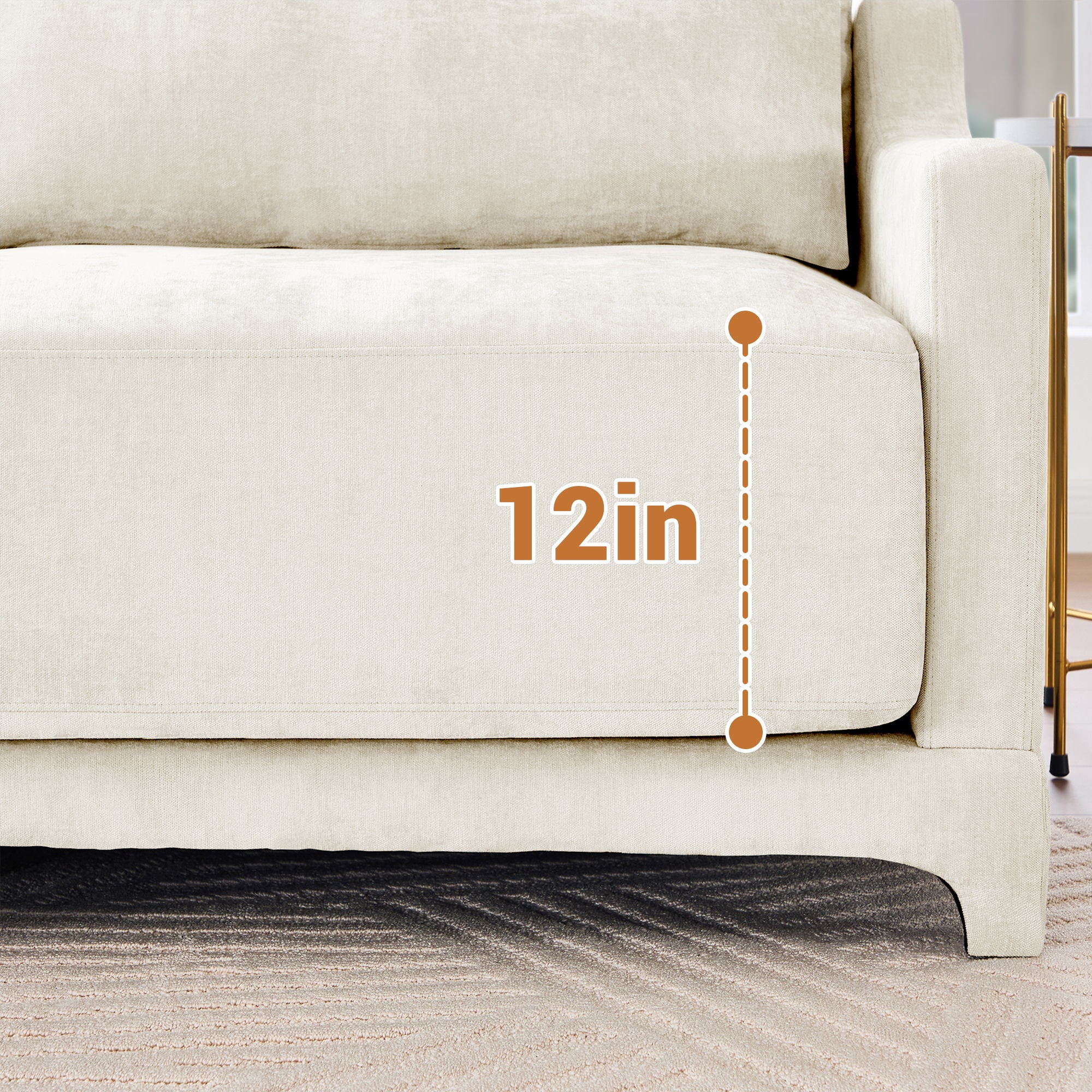 Elegant Sofa With Ergonomic Design And Lumbar Pillows